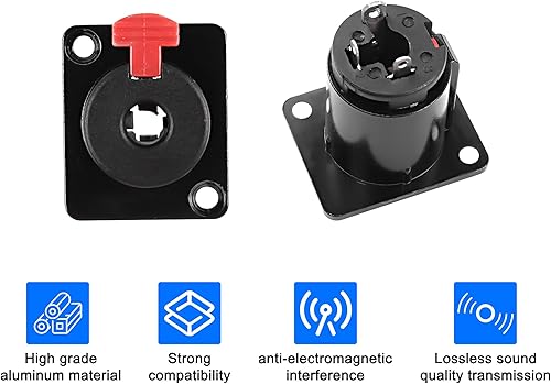 Miniatura 5 de XMSJSIY Conector adaptador de conector de audio estéreo de 1/4 de pulgada y 0.250 in, montaje en panel de enchufe hembra TS/TRS de 0.250 in con
