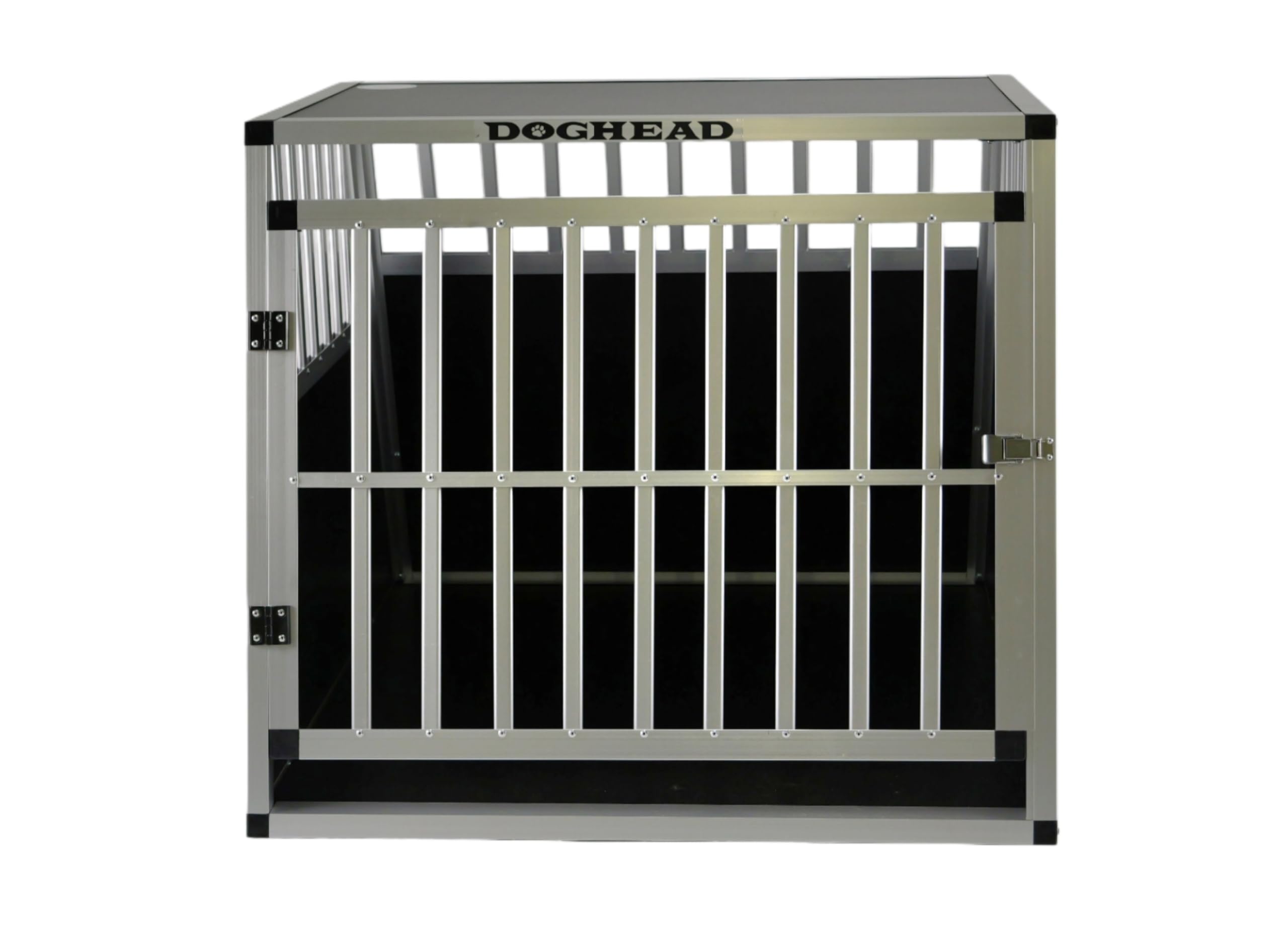 DOGHEAD Caisse de transport pour chien en aluminium - 80 x 85 x 69 cm - Écoline - Noir/argenté - Ne convient pas aux breaks