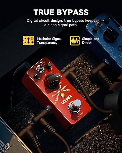 Vista 5 de Donner - Pedal octavador de guitarra, pedal octavador digital Harmonic Square, cambio de tono, 7 tipos de tono, 3 modos de tono: sostenido, Octava