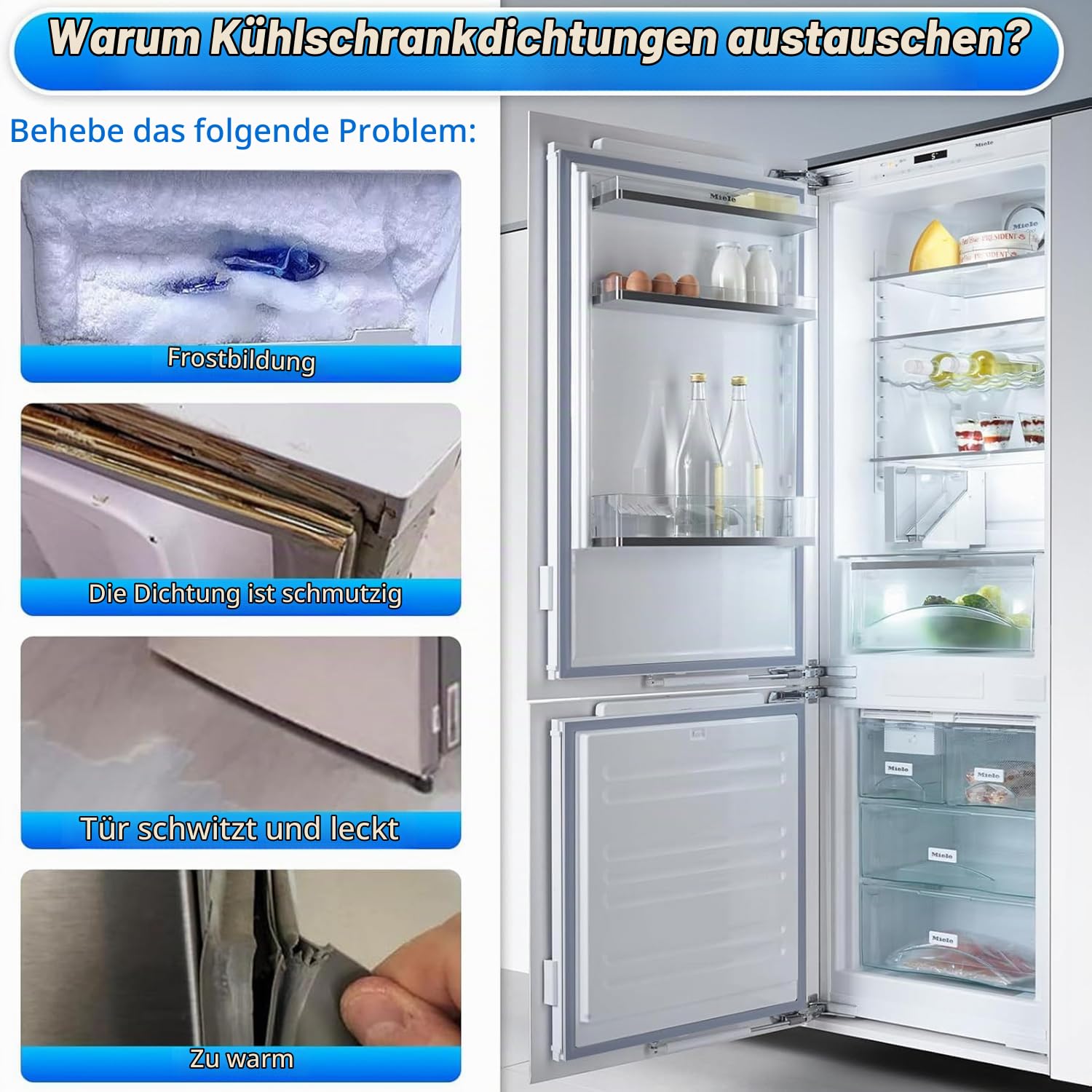 Universal Kühlschrankdichtung Türdichtung Magnetdichtung Gummidichtung Dichtung