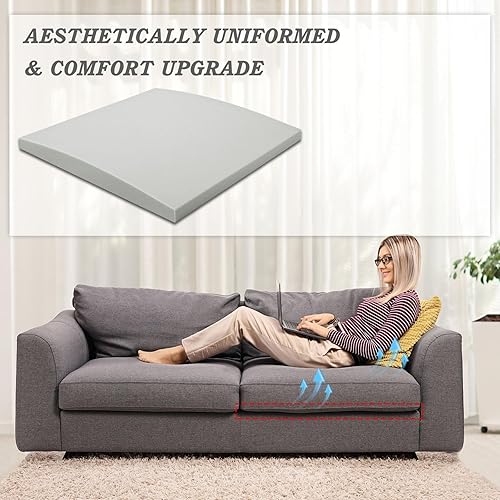 Miniatura 5 de HAVARGO Juego de 2 cojines de sofá para asiento hundido, soporte de sofá para cojines caídos, de espuma de carbón de bambú, color gris claro