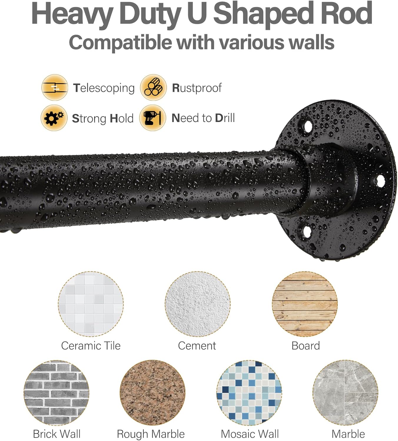 L Shaped Shower Curtain Rod & U Shaped Outdoor Shower Curtain Rod