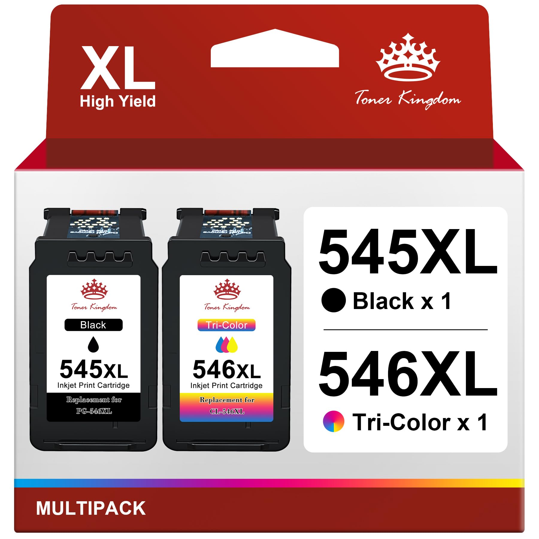 Toner Kingdom PG-545XL CL-546XL Kompatibel für Canon Druckerpatronen 545 546 XL für Canon TS3450 Tintenpatronen für Pixma TS3350 TS3150 TS3351 TS3452 TR4550 TR4551 TR4650 MX495 Tinte (Schwarz, Farbe)