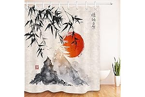 Japanese Ink Painting Anime Shower Curtain Set
