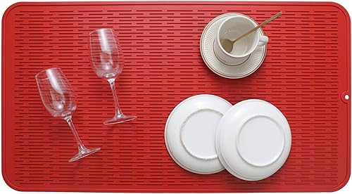 Miniatura 326 de Tapete de silicona para secado de platos para múltiples usos, fácil de limpiar, ecológico, resistente al calor, tapete de silicona para encimera
