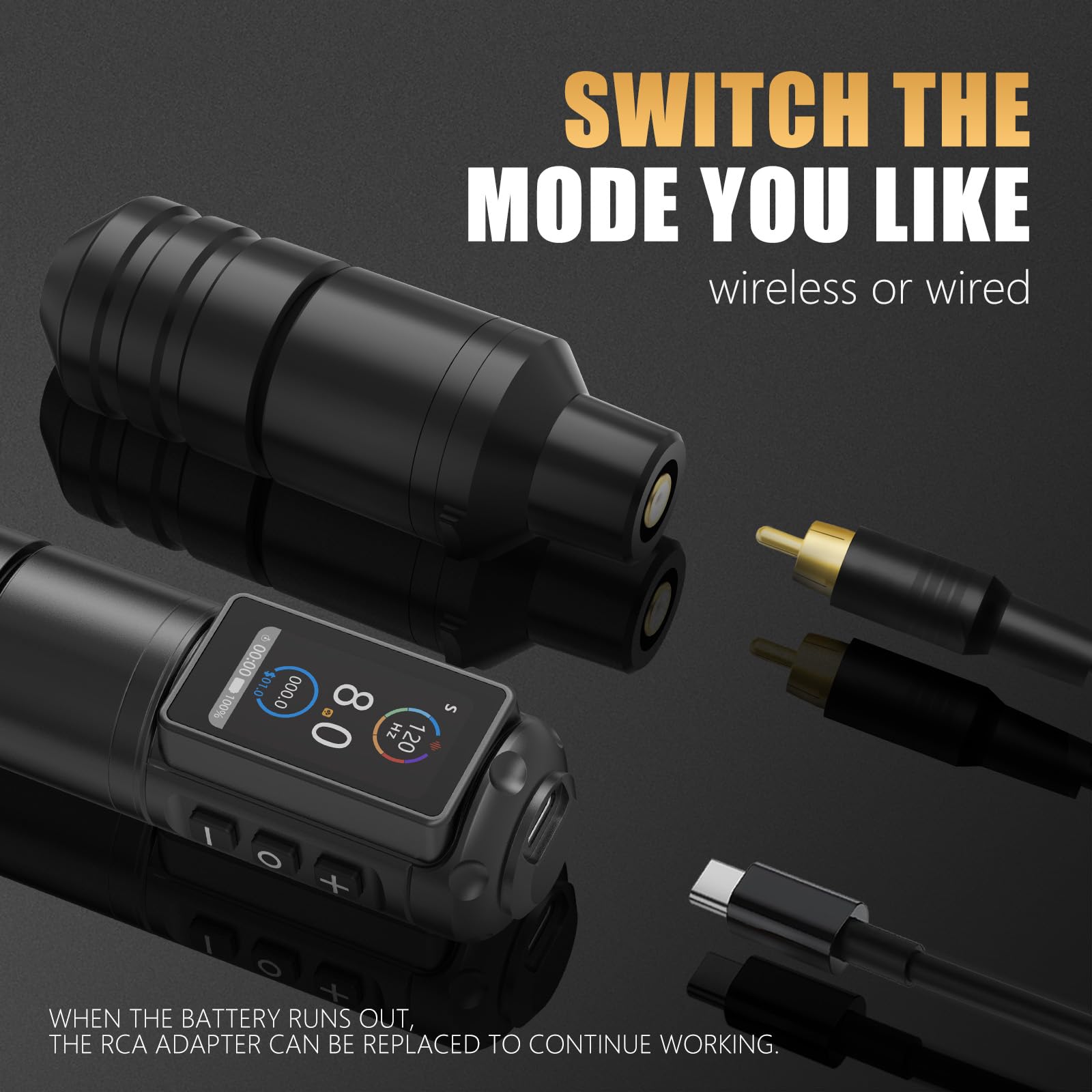 Ambition Ninja Pro Maquina de Tatuar Inalambrica con Sistema Inteligente, Motor sin Núcleo, Batería Dual 2000mAh y Cartucho Rotativo para Profesionales/Principiantes