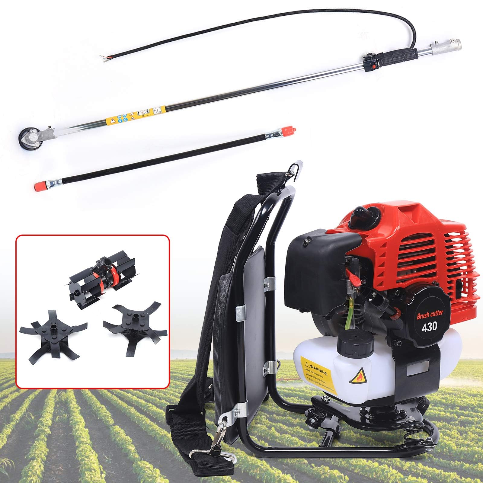 Podkaszarka spalinowa 43 cm³, 2-suwowa podkaszarka spalinowa 3 w 1, 1250 W, 1,7 HP do 8500 obr./min, z tłumikiem, pojemność zbiornika paliwa 1 l