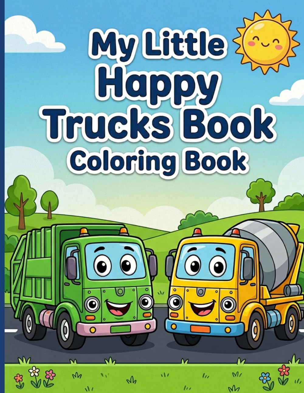 My Little Happy Trucks Book Coloring Book: A Friendly Driving Journey with Smiling Dump Trucks and Pickups Designed for Relaxing Screen-Free Fun