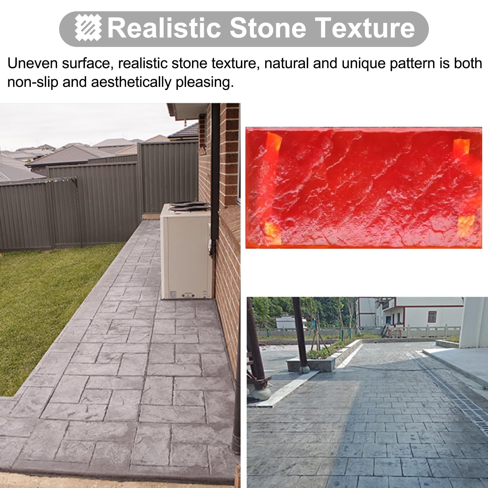 Stampi per calcestruzzo - Tappetino quadrato in ardesia per pavimenti e pareti decorative, stampo in poliuretano senza cuciture per stampaggio su calcestruzzo