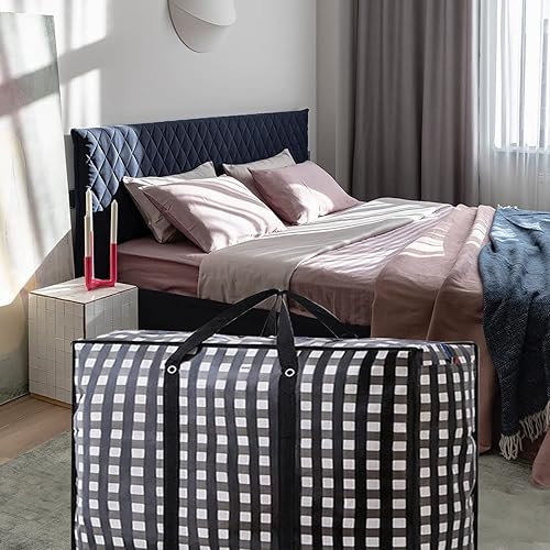 Miniatura 5 de Bolsas de mudanza grandes resistentes, bolsas de almacenamiento grandes de 162L con cremallera duradera, organizadores grandes impermeables de gran