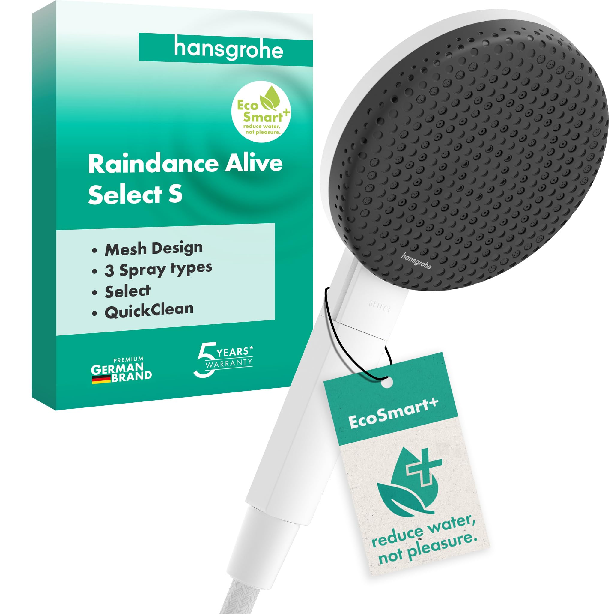 hansgrohe Raindance Alive Select S, Water-Saving Shower Head 5,7 l/min (EcoSmart+)