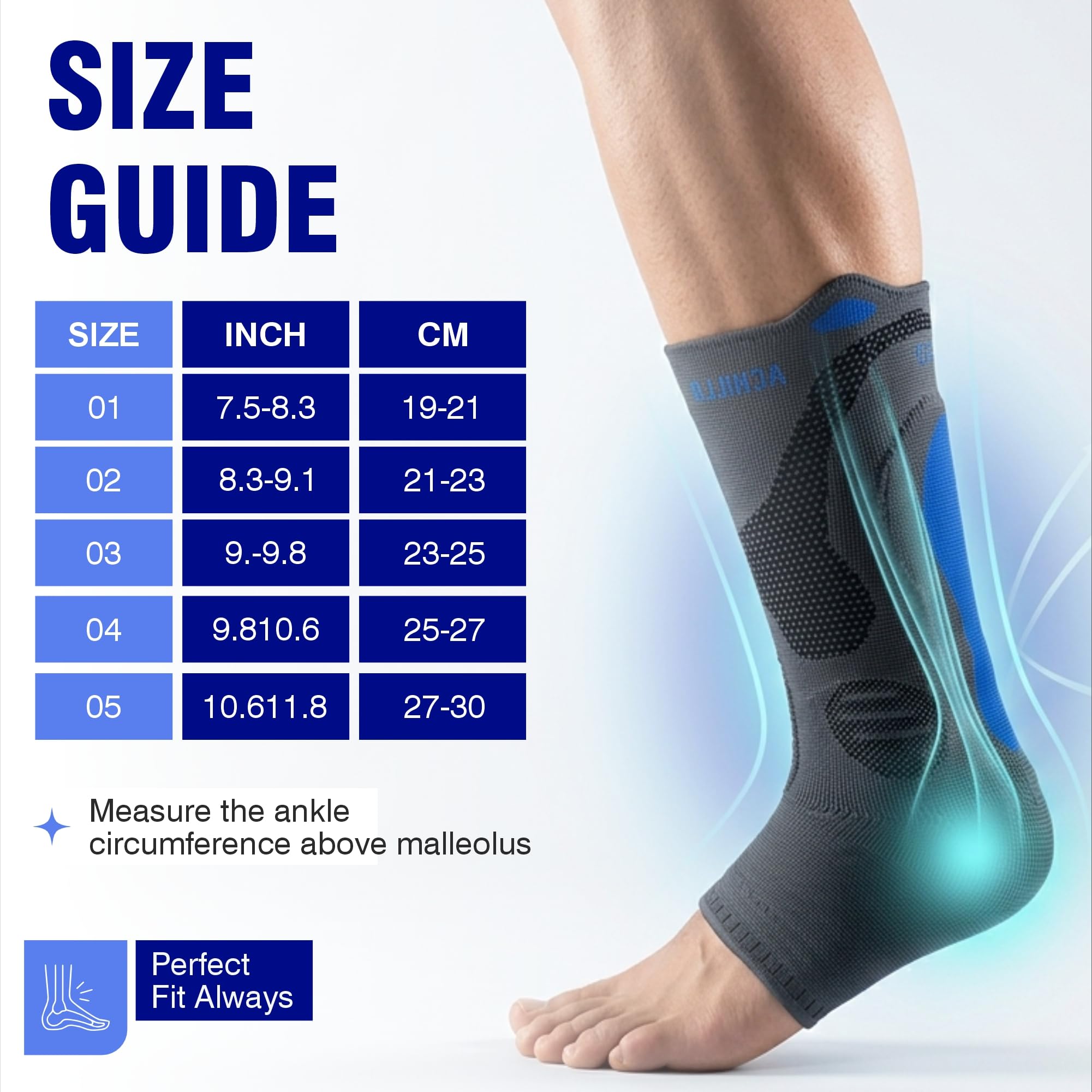 Silistab Attelle pour tendon d'Achillo Taille 1 : tour de cheville 19-21 cm