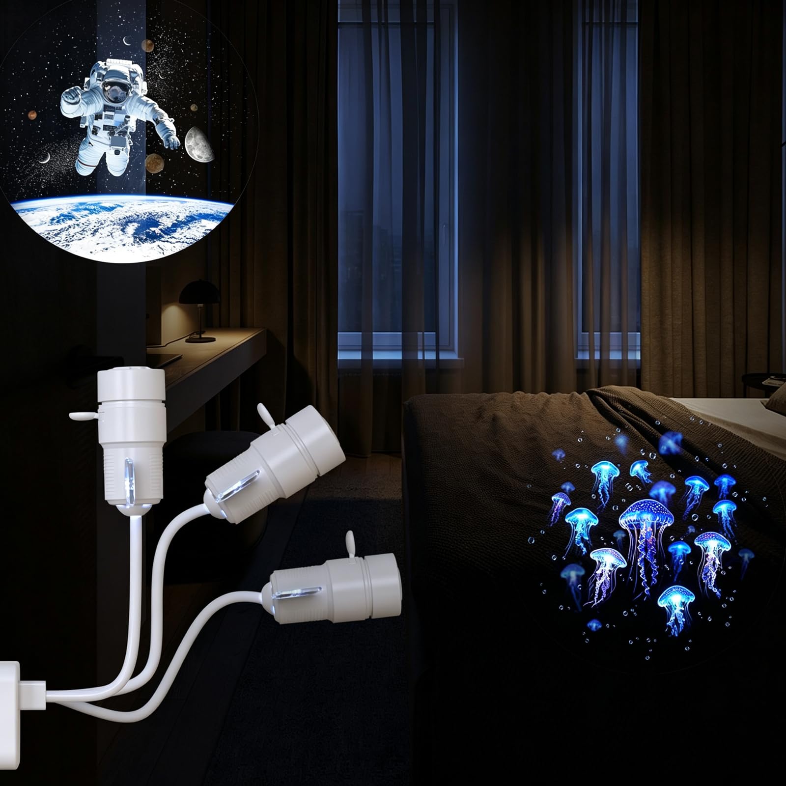 Projektor Galaxy 2 w 1 przenośna lampka nocna USB Star 360
