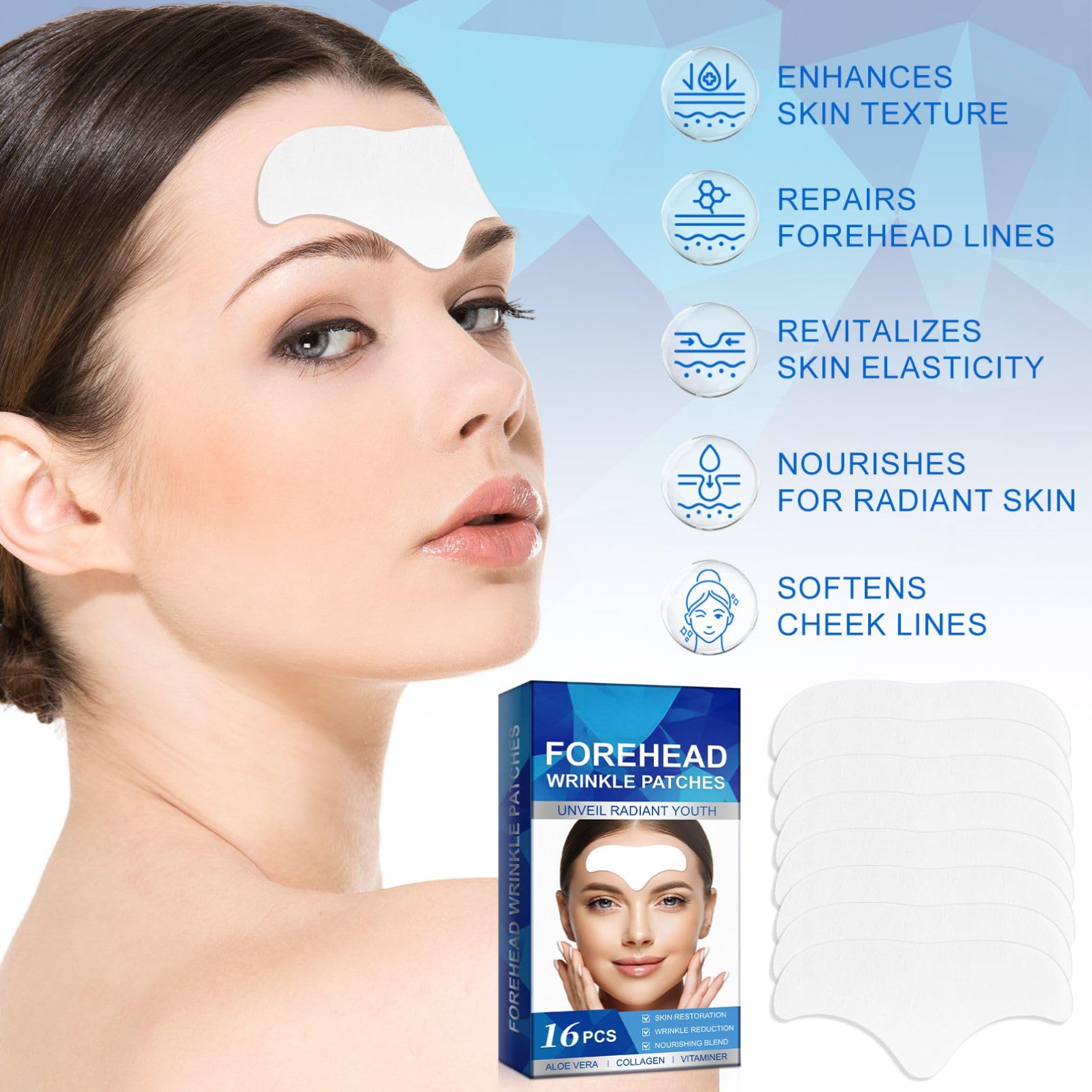 Forehead Wrinkle Patches, Anti Wrinkle Patches with Aloe Vera & Collagen - Image 3