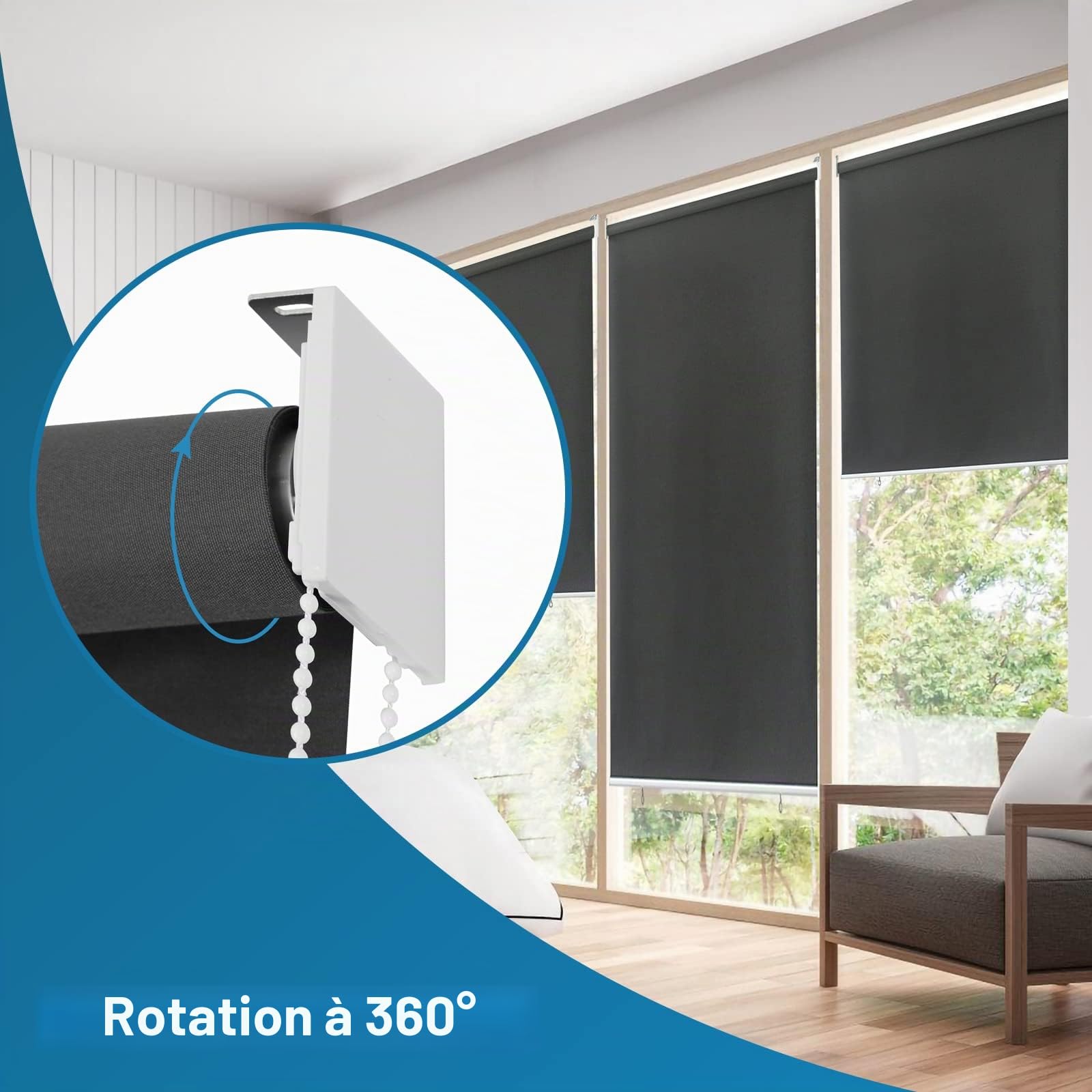 Store extérieur 100x240cm, Suspendre Store Vertical Exterieur, Store occultant sans percage, Protection UV, pour Balcon, Terrasse, Jardin(Anthracite)