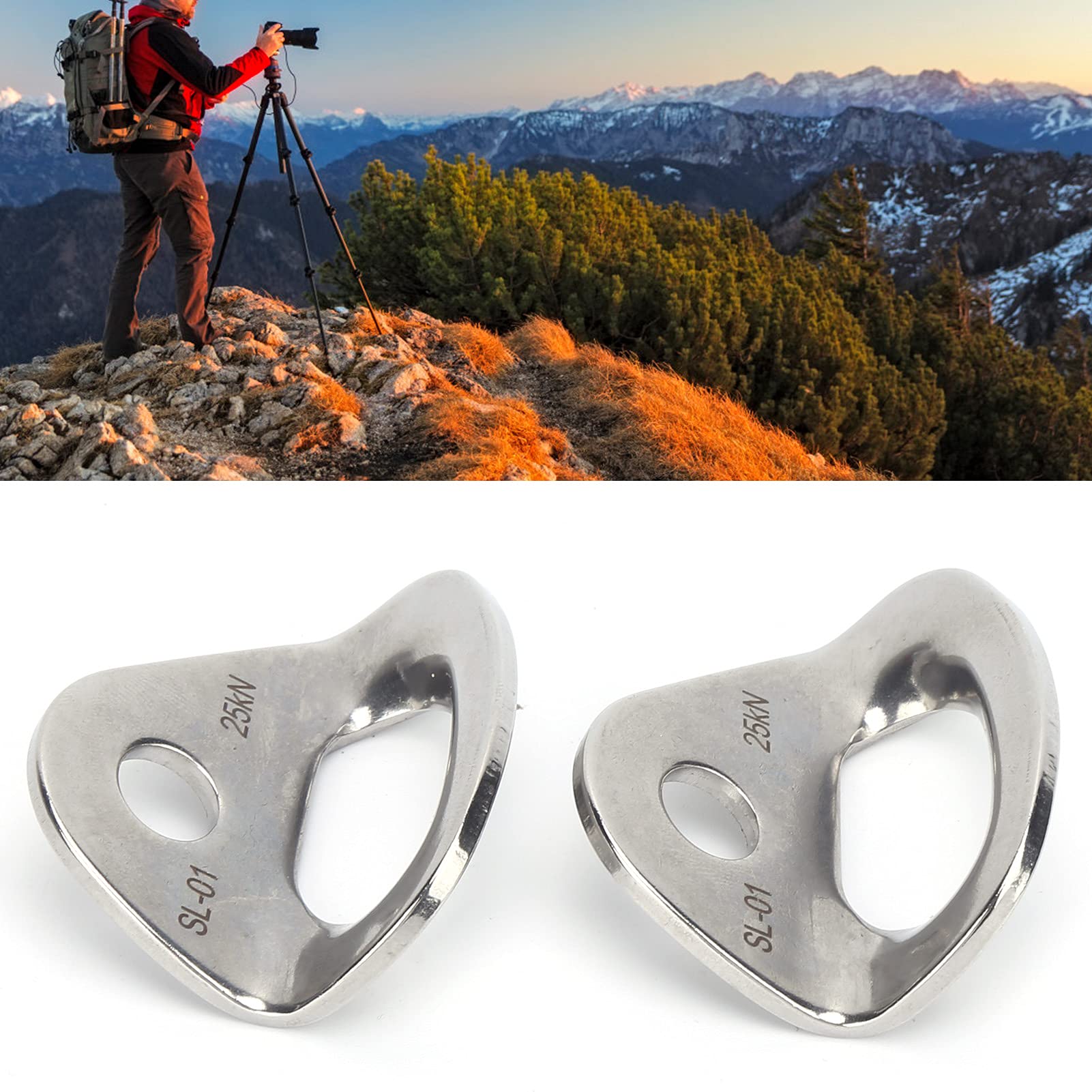 Leapiture 2Pcs Climbing Hangers Stainless Steel Climbing Holds Climbing Anchors Climbing Hardware for Rock Climbing and Home Gyms Hammocks Trailer Tie Downs