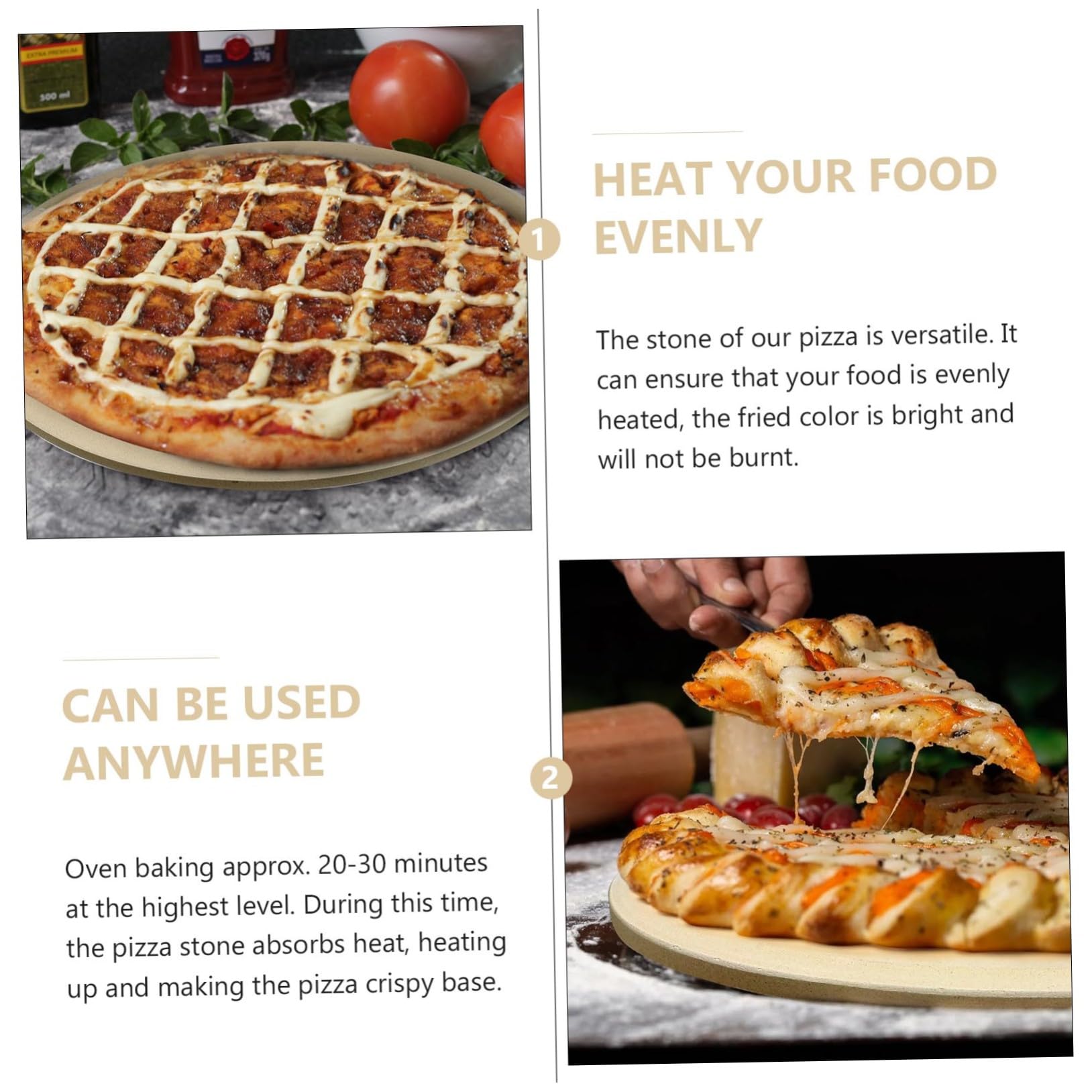 Toddmomy Hitzebeständiges Cordierit Pizzablech Weiß Vielseitiger Backstein für Pizza Brot und Kekse Geeignet für Ofen Grill Profi Heimgebrauch Langlebiges Backzubehör