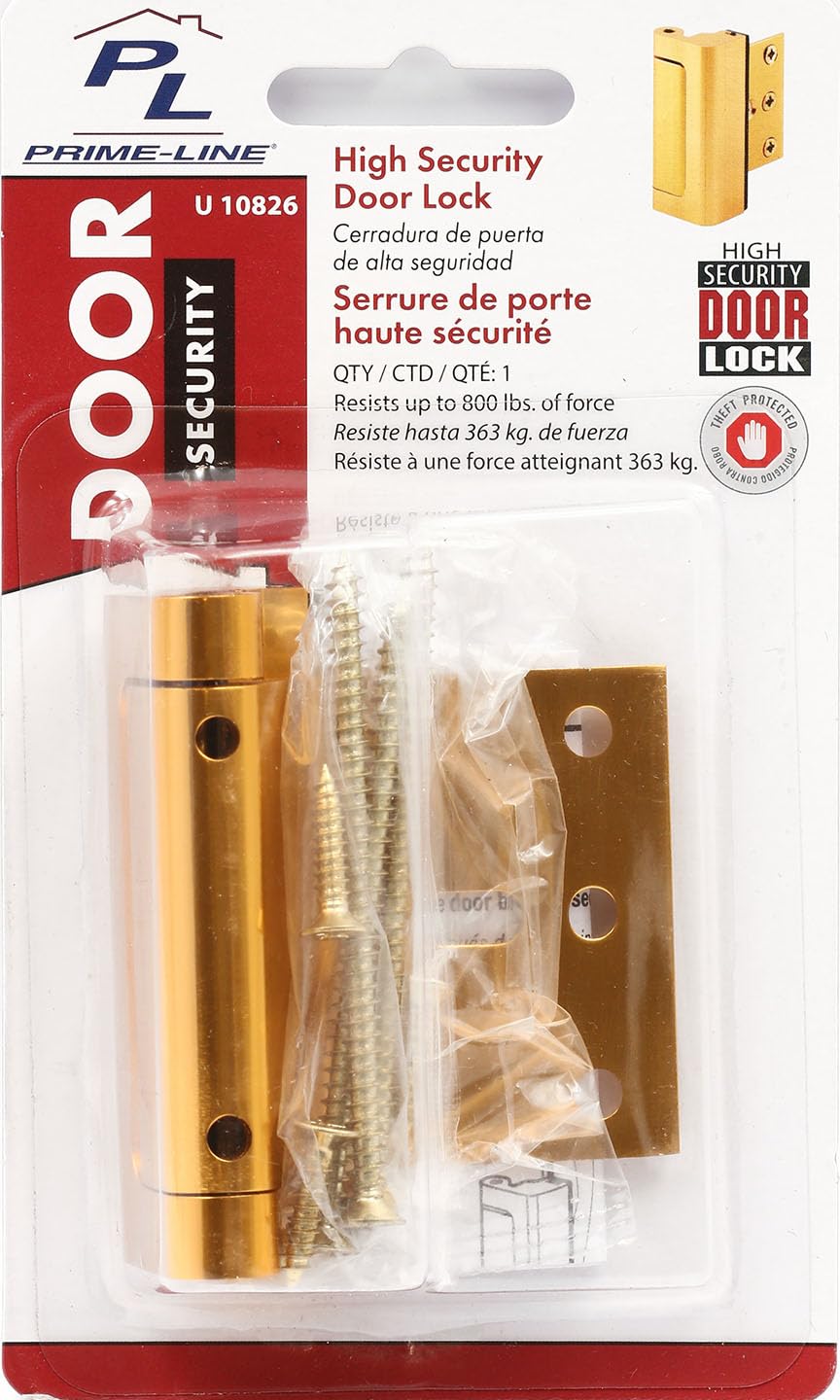 Prime-Line Defender U 10826 - Serratura di rinforzo per porta anodizzata, aggiunge extra sicurezza alla tua casa e previene l'ingresso non autorizzato, arresto da 3", finitura in alluminio
