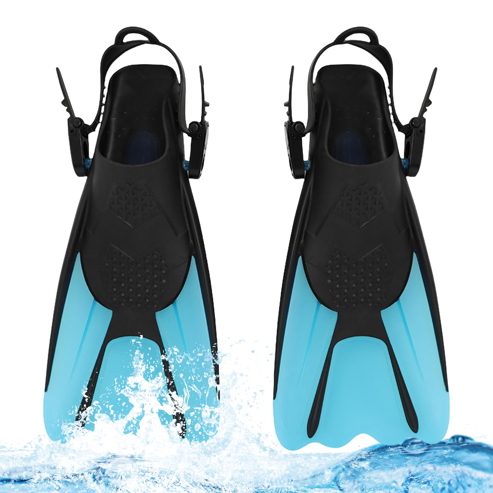 Pinnette Nuoto Piscina Corte, 2 Pinne Regolabili, Pinne Snorkeling, Adulti Uomini Donne (Taglia 34-38/Blu)