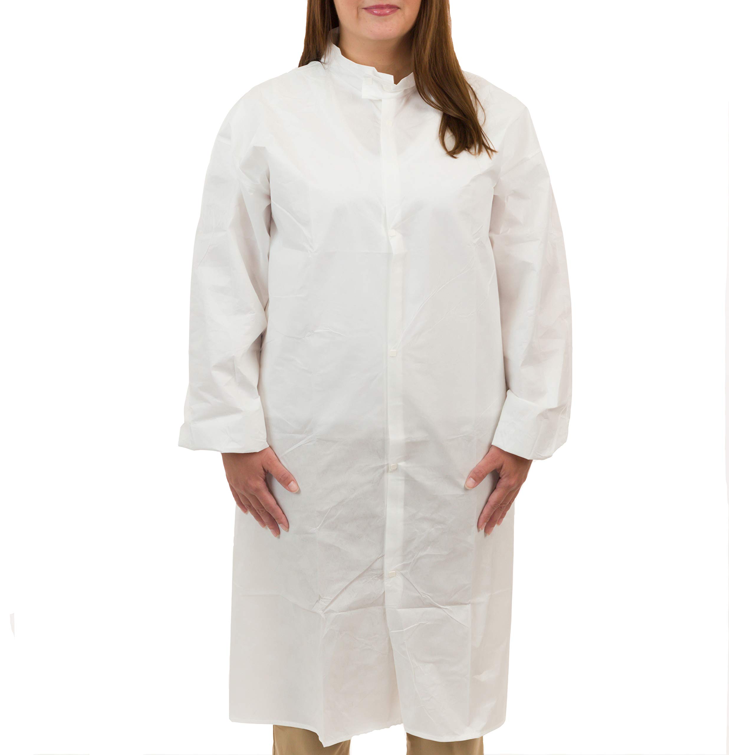 MicroGuard CE Individually Packaged Clean Processed Microporous Frock with Tunnelized Elastic Wrist and No Pockets (M, Case of 50)