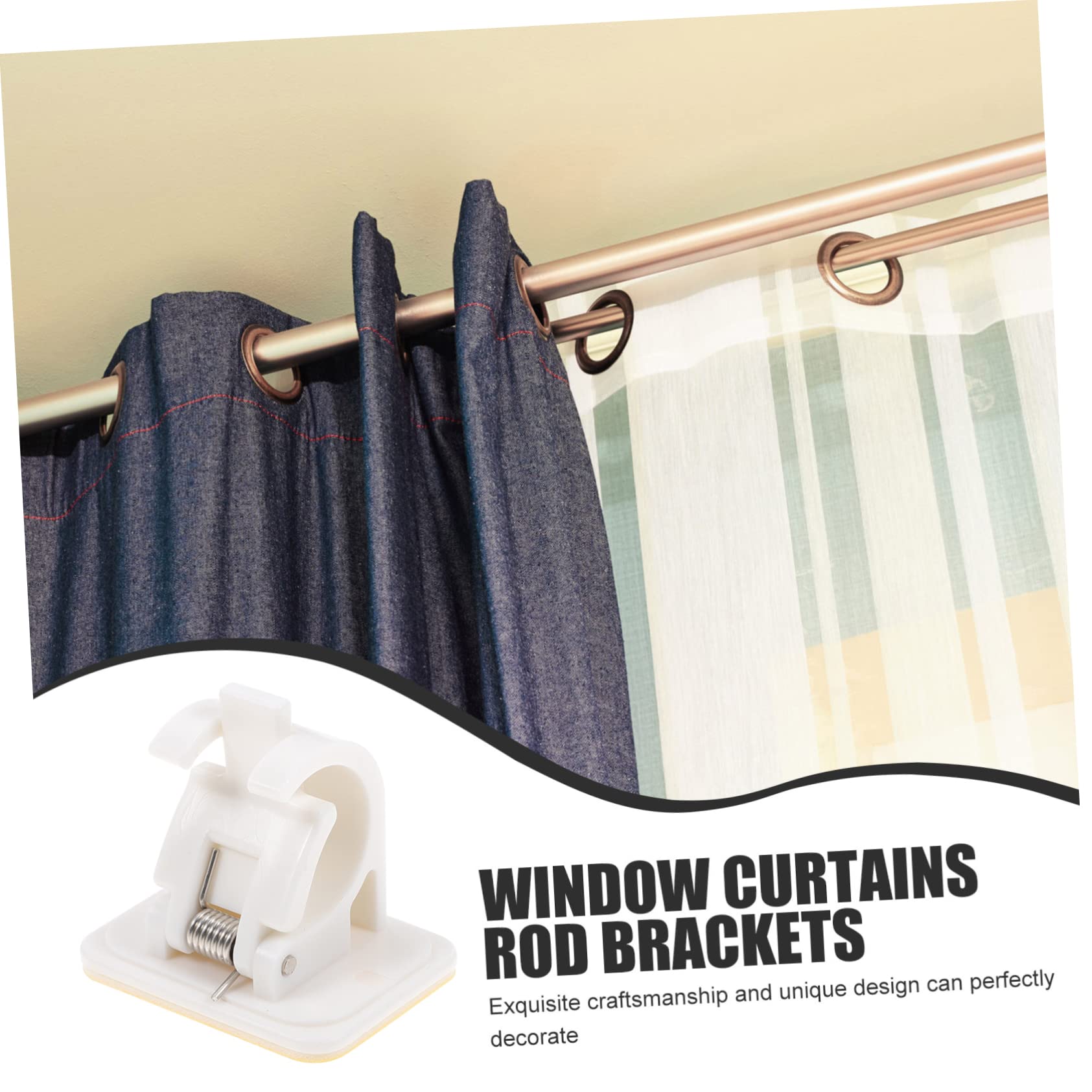 VINTORKY 8pcs Adhesive Curtain Rod Brackets No Drilling Required Strong Adhesion for Bathroom Closet Shelves Lightweight Curtain Rod Holders