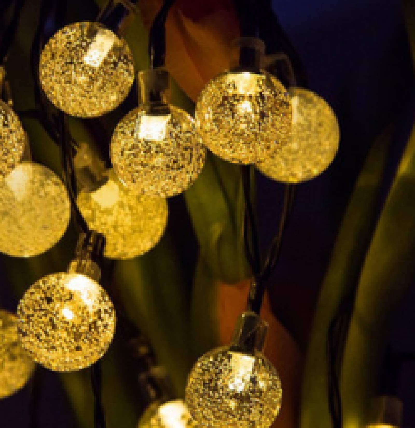 String Light, Zewnętrzne i wewnętrzne LED, Solar String Lights LED, 20 świateł, Solar Ball Light, Clear Crystal Ball, Yellow, 20 LED