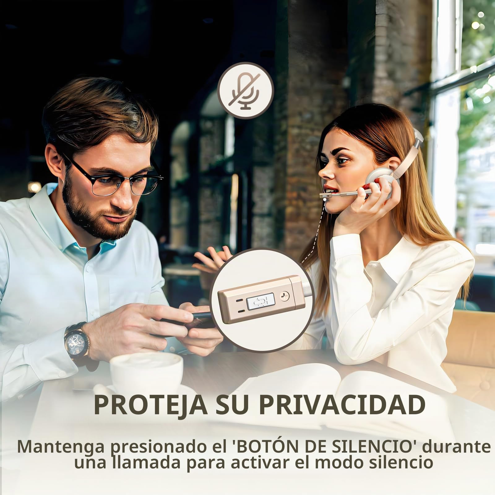 Auriculares inalámbricos QCC v5.1 Bluetooth con micrófono, micrófono CVC cancelación de ruido y silencio/base de carga/dongle USB, 26 horas manos libres para teléfonos celulares/equipos Ms