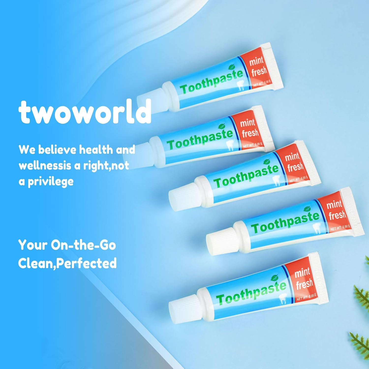 twoworld Toothpaste in Bulk 0.88oz,Mini Toothpaste Travel Size,Mint Scent TSA Compliant for Hotel Camping Gym Office School Homeless(150)