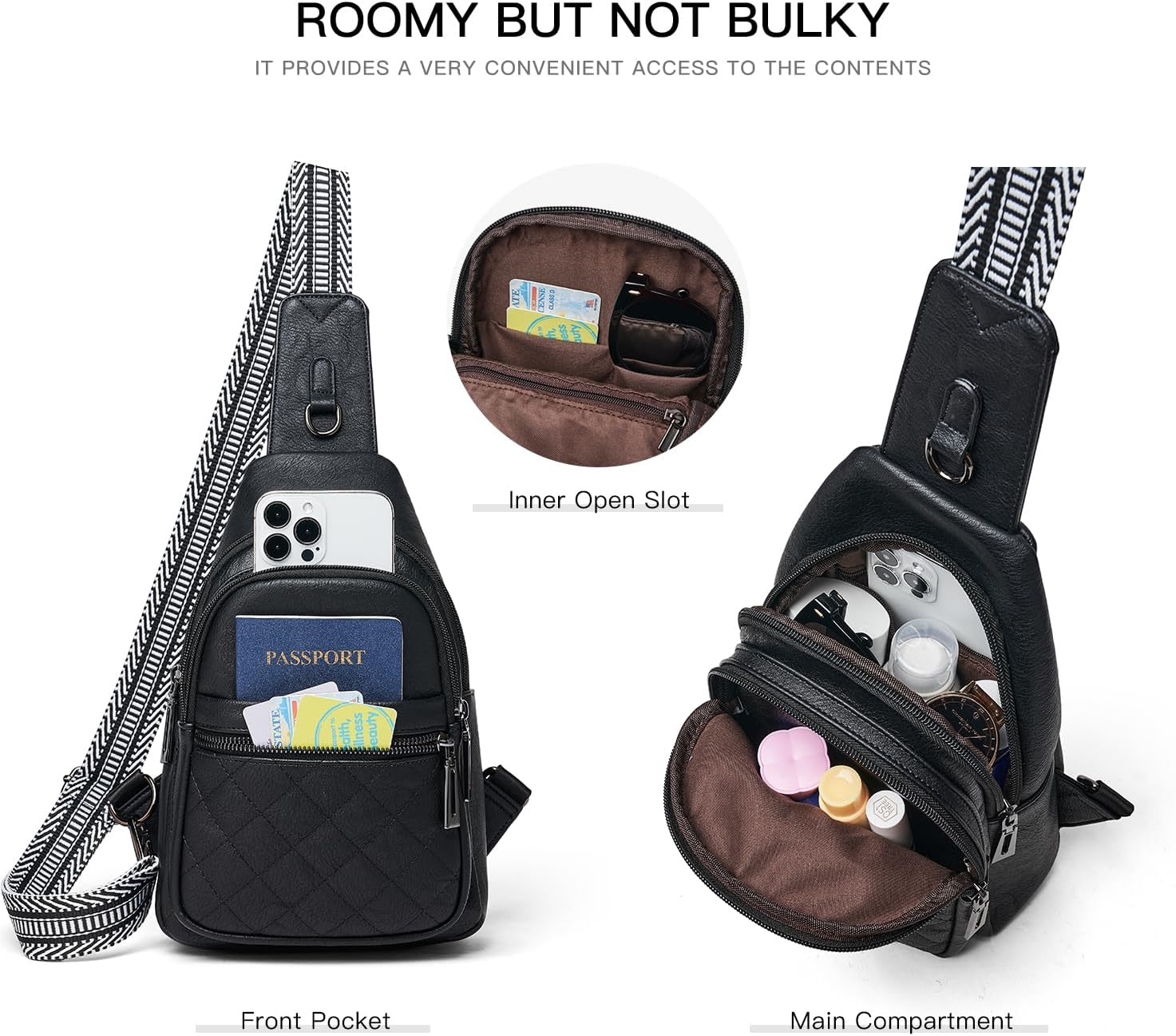 Sling Bag For Women Fanny Pack Crossbody Travel Shoulder Belt Bags Tote Backpack Purse Faux Leather - Image 5