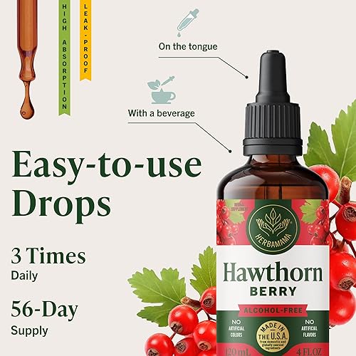 Miniatura 6 de HERBAMAMA Gotas de suplemento de bayas de espino  Antioxidante vegano y apoyo general con tintura de espino  Extracto de fruta líquido sin OMG, sin