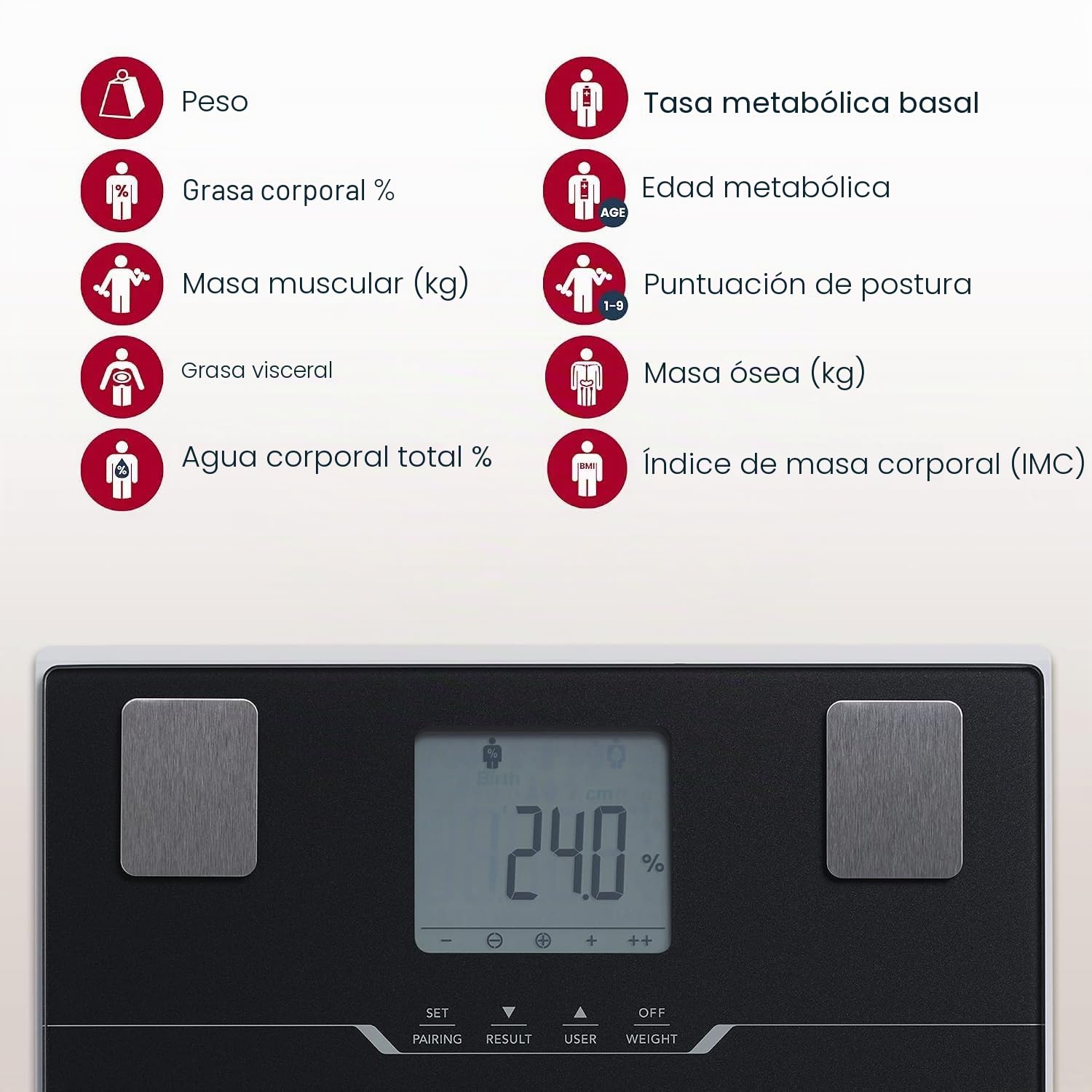 TANITA BC-401 Báscula inteligente de composición corporal familiar compacta negra con aplicación para seguimiento de la aptitud física