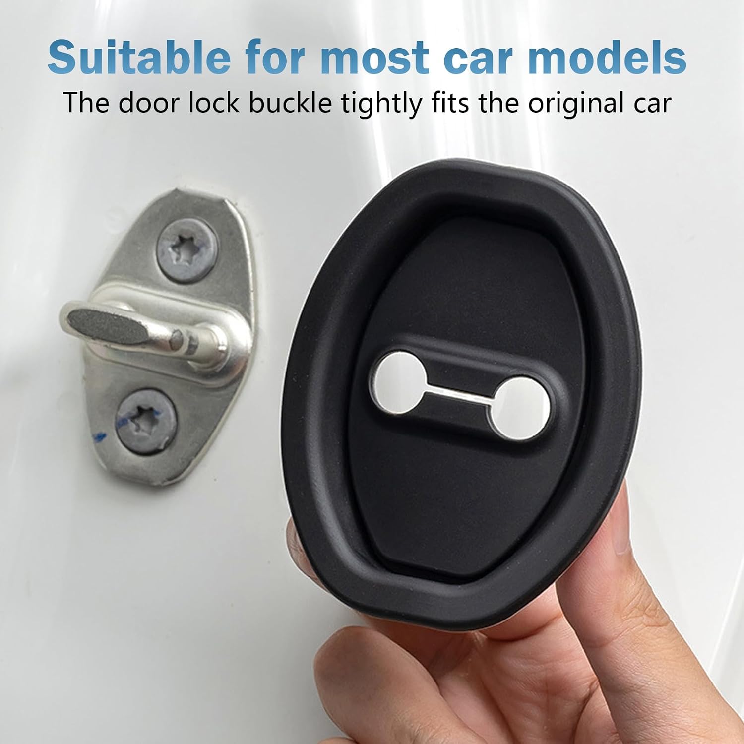 2 PCS Car Door Strike Protector, Silicone Car Door Shock Absorber, Universal Latch Strike Guard for Most Cars (Black) image 5