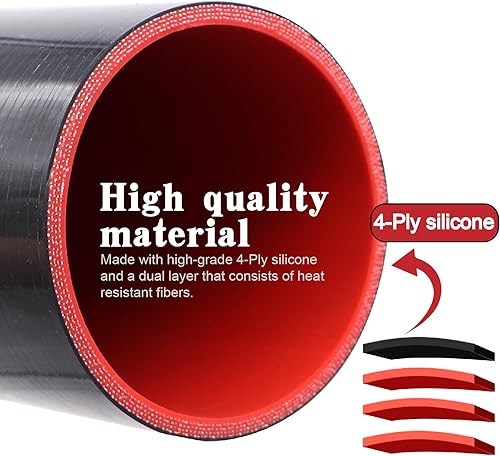 Miniatura 4 de Acoplador recto Manguera de silicona de 3 12 pulgadas de diámetro interior de 12 pulgadas de longitud, 4 capas de 0.197 in de grosor, tubo de