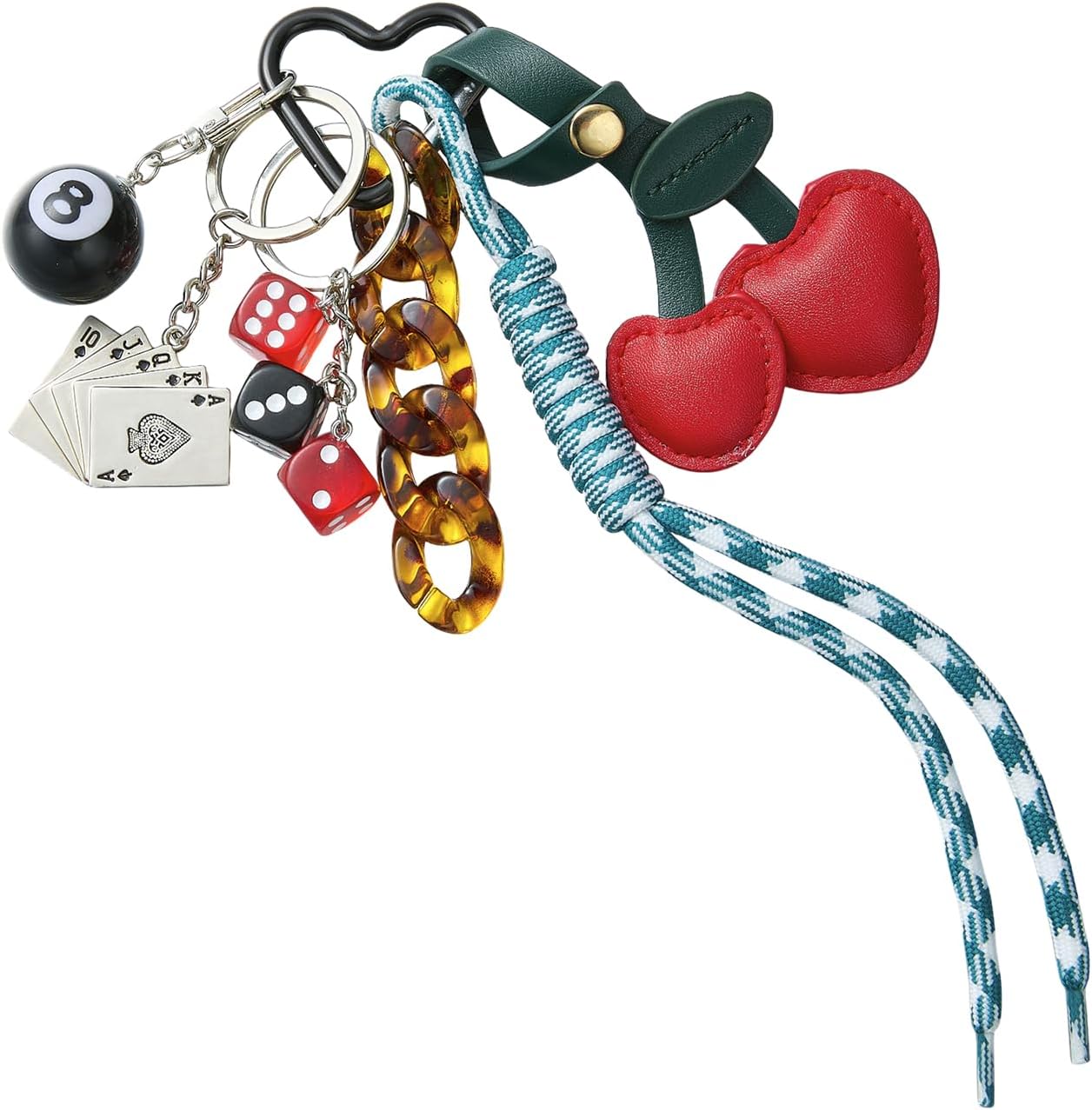 Designer Rope Bag Charm Cherry Purse Charms for Handbags 8 Ball Keychain for Backpacks Wallets Car Key Accessories