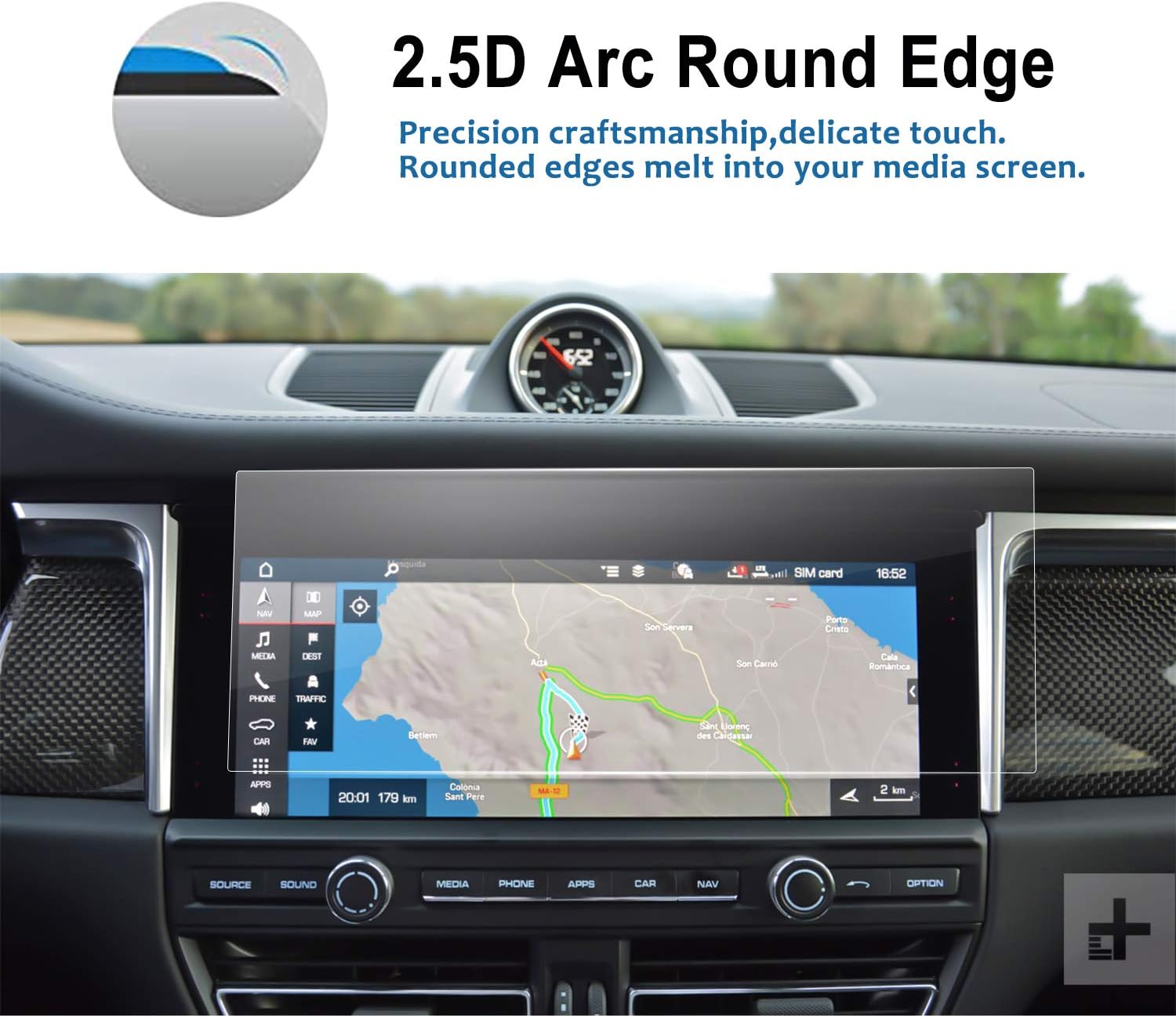 lfotpp car navigation screen protector for 2019 2022 porsceh macna 10 9 inch tempered glass 9h hardness car infotainment stereo display center touchsc