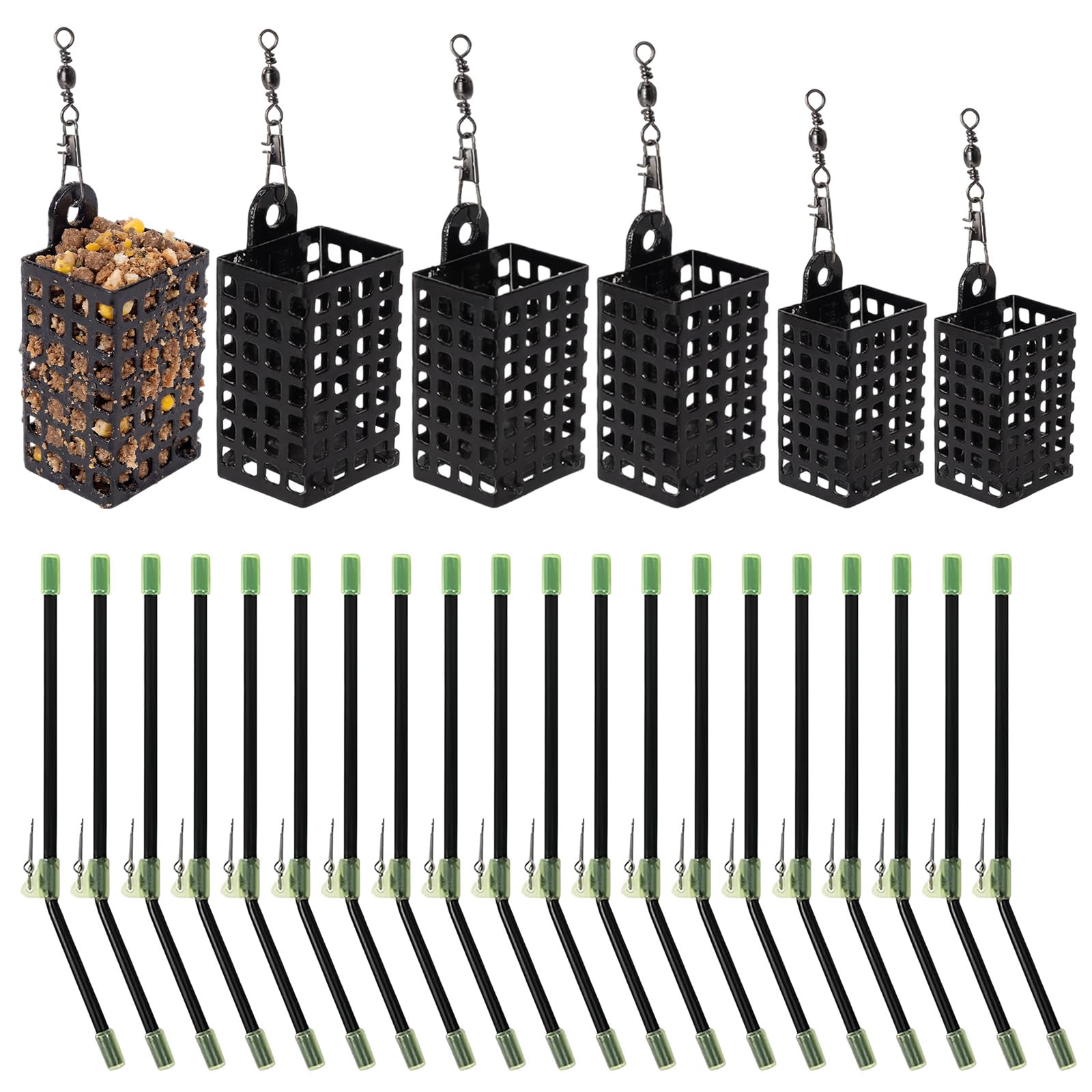 Cage Feeder Méthode Feeder 26 Pièces Métal Émerillons Mangeoires Pêche Rivière Étang 10-60g