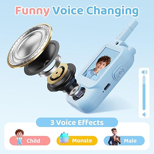 Miniatura 5 de Walkie Talkies de video para niños, paquete de 2 walkie talkies recargables para niños con cámara, Walkie Talkie Facetime para juegos en interiores