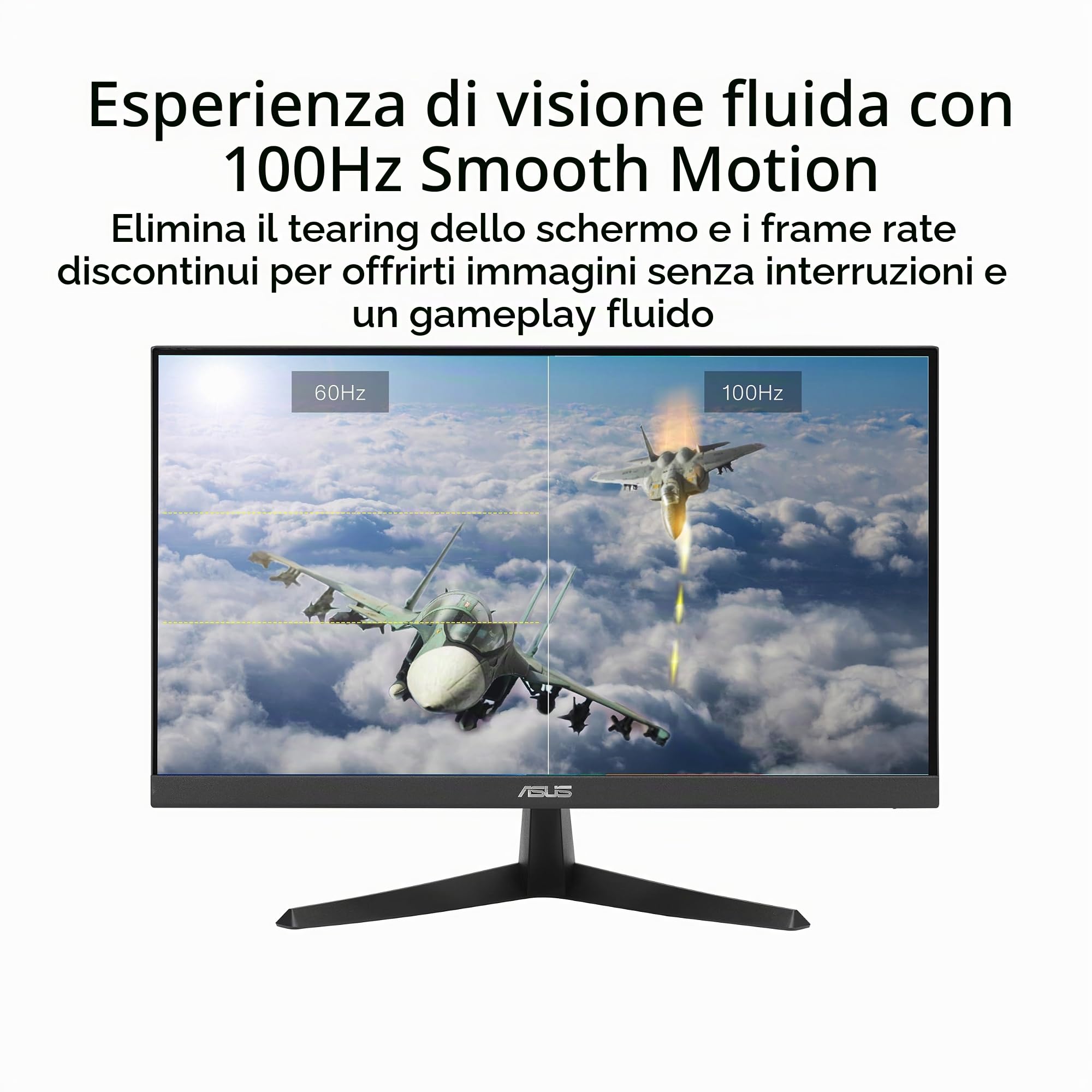 ASUS VY229HF, Monitor Eye Care da 21,45” FHD IPS (1920 x 1080), Nero | 100Hz, IPS, SmoothMotion, 1ms (MPRT), Adaptive Sync, Tecnologia Eye Care Plus, Filtro Luce Blu, Anti-sfarfallio