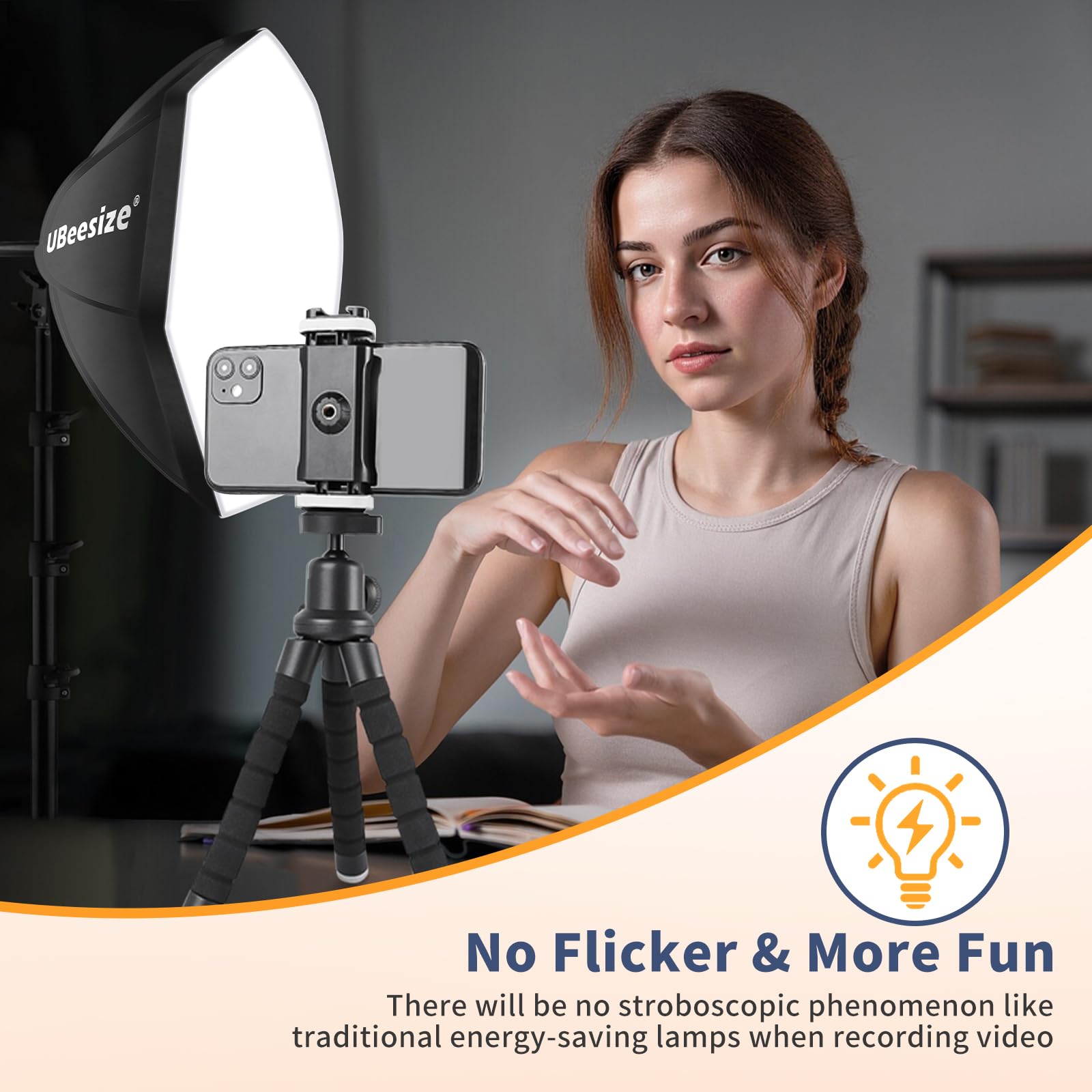 UBeesize Softbox Photography Lighting Kit, 20'' x 20'' Professional Softbox Lighting Kit with 85W 3000-7500K LED Bulbs, Studio Lights for Photography/Live Streaming/Video Recording