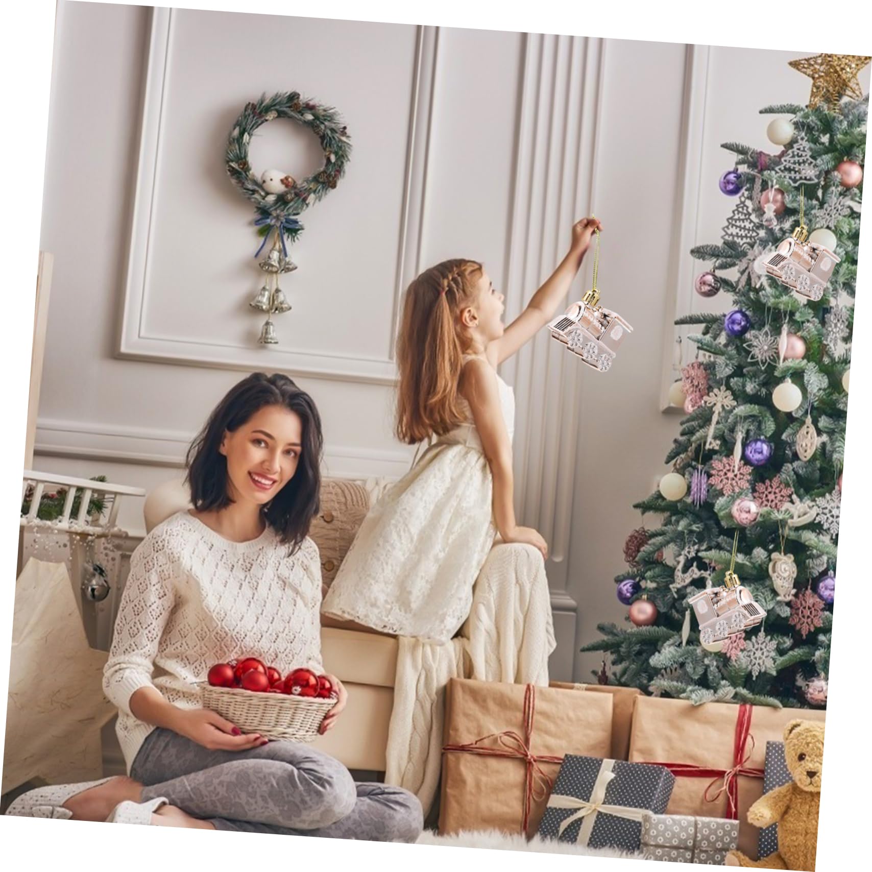 8 Piezas Colgante de Árbol de Navidad Decoraciones para Árboles de Navidad Decoraciones de Trenes de Navidad Decoraciones de Navidad Colgantes Decoración de Chimenea de Navidad Coches Pequeños