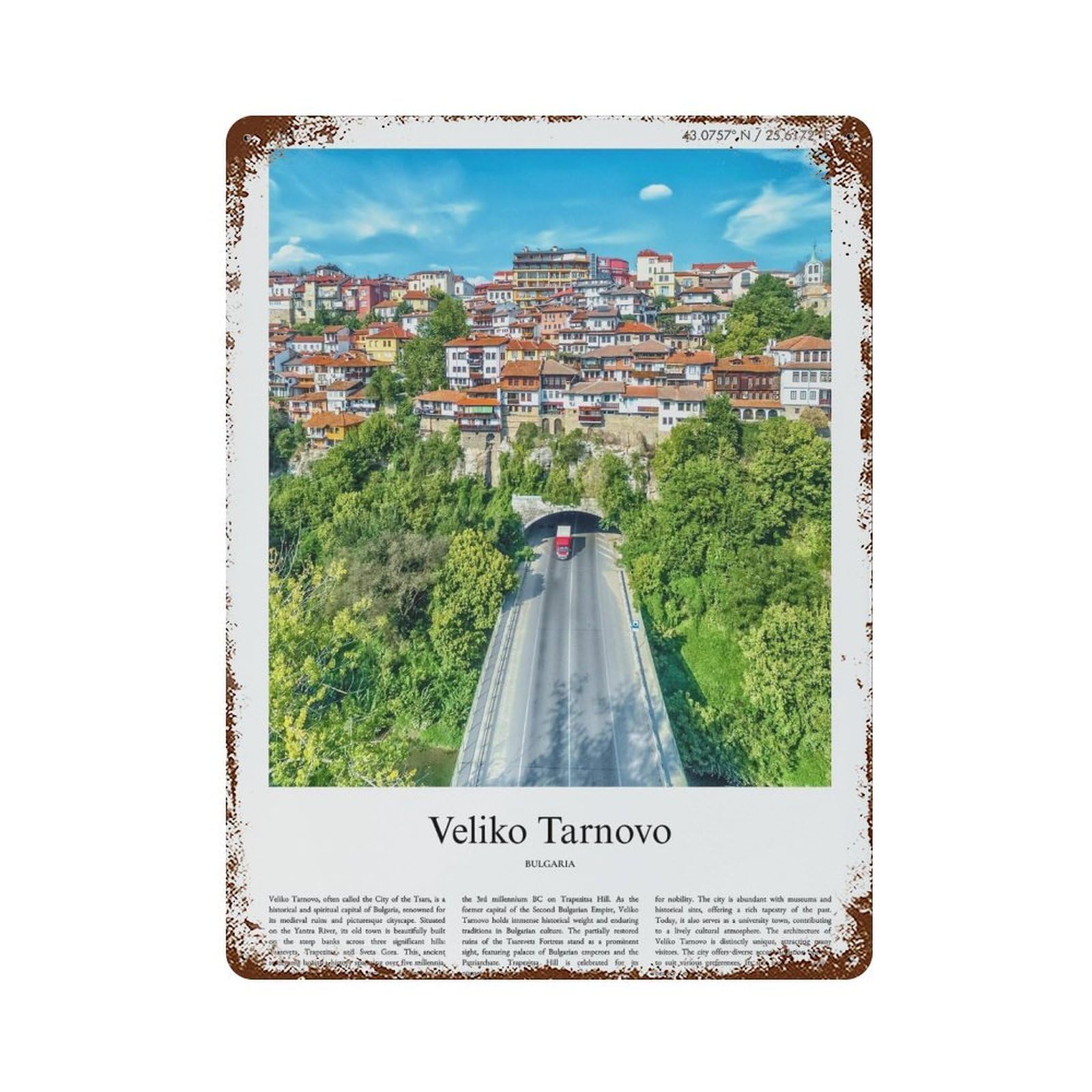 xiaoxiaoshen Veliko Tarnovo Bulgaria City Scenery Wall Decor Art Metal Tin Poster Modern Home Decor Art Home Bar Shop Decorations Vintage Sign 40x30cm