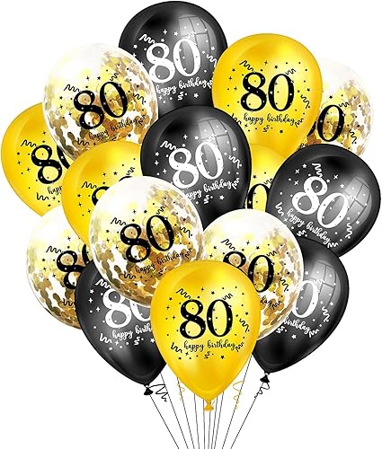 Globos de fiesta de cumpleaños número 80 de 12 pulgadas, globos de 80 años, decoraciones de fiesta de cumpleaños con temática de aniversario de 80