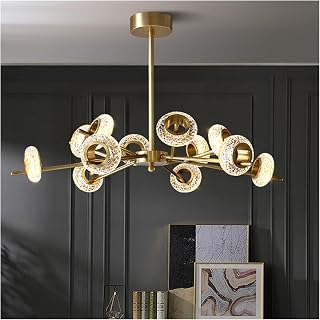 Copper Molecular Led Lighting Home Decor Living Room Bedroom Nordic Luxury Wristband Crack Lamps (Color : ColdWhite Size : 12lightD80cm)(Warm White 16lightD95cm)