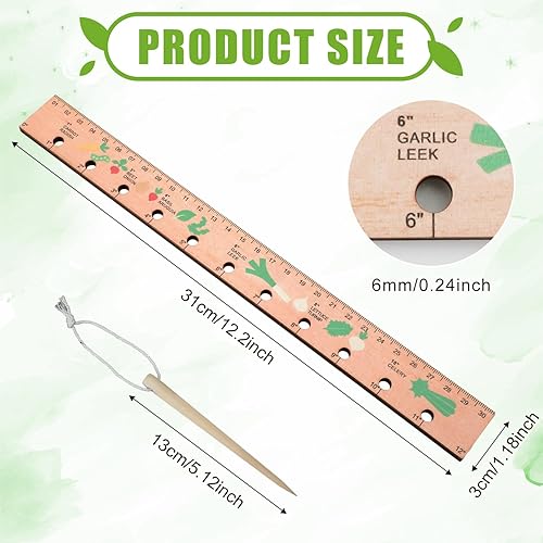Miniatura 2 de Regla de separación de semillas de madera con agujeros, regla de plantación de madera, herramienta de plantación de semillas sólidas, regla de