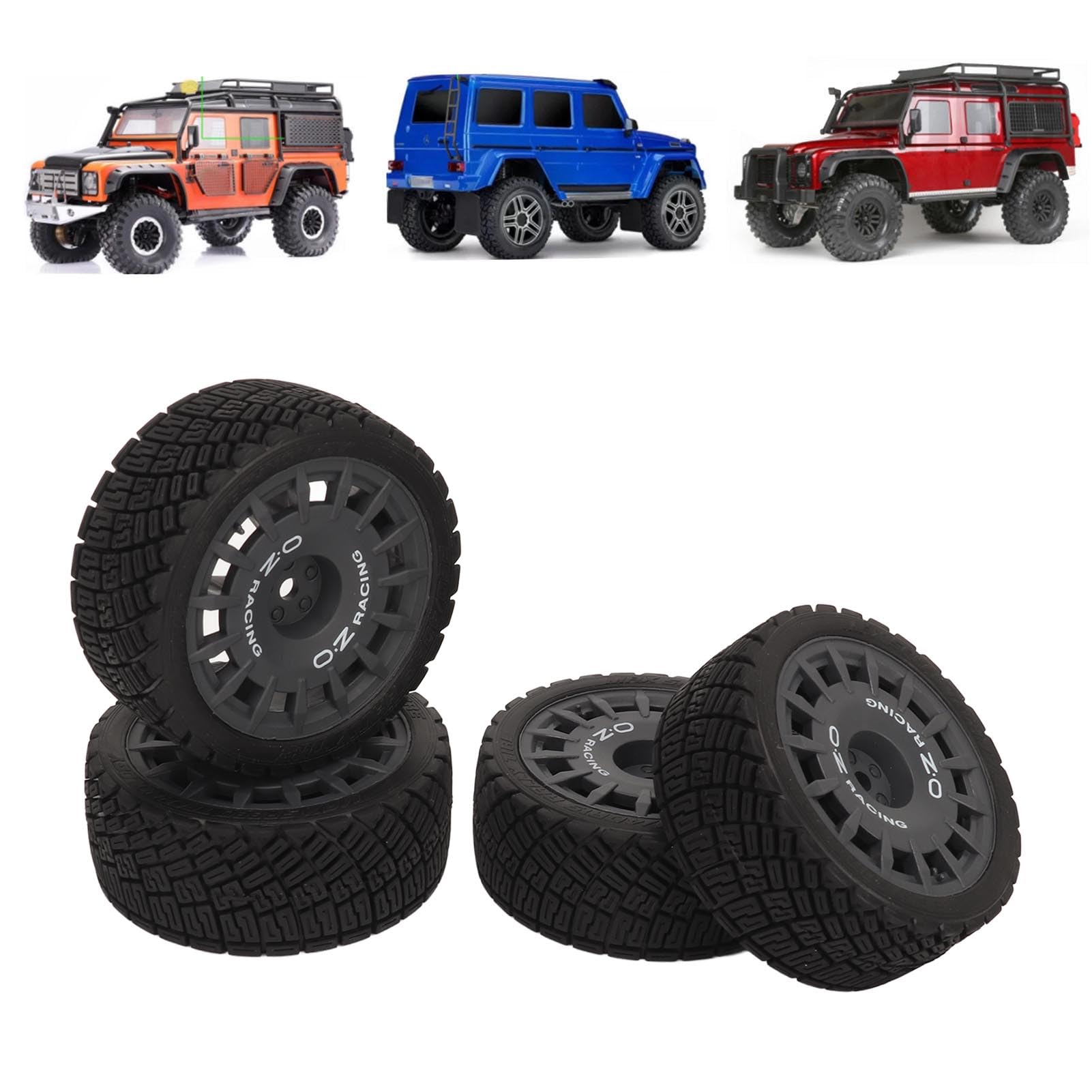 4 pièces roues en caoutchouc de pneu de voiture RC, pneus de route 1/10 RC pour TT01 TT02 XV01 XV02 HSP 94123 94122, pneus de dérive à amorti fort à haute résistance à l'usure (Noire)