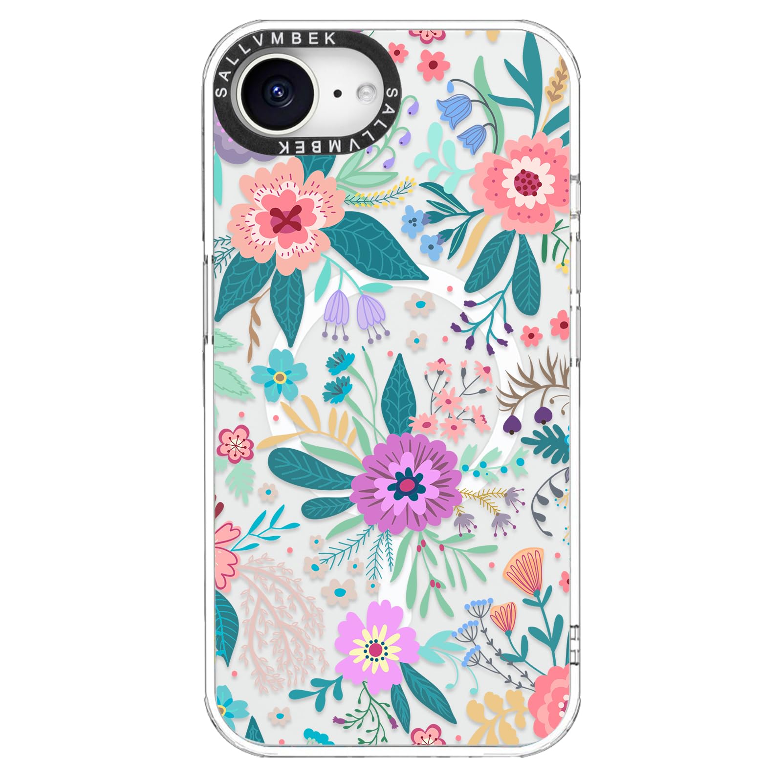 Coque iPhone 16e protège des chocs transparente motif floral