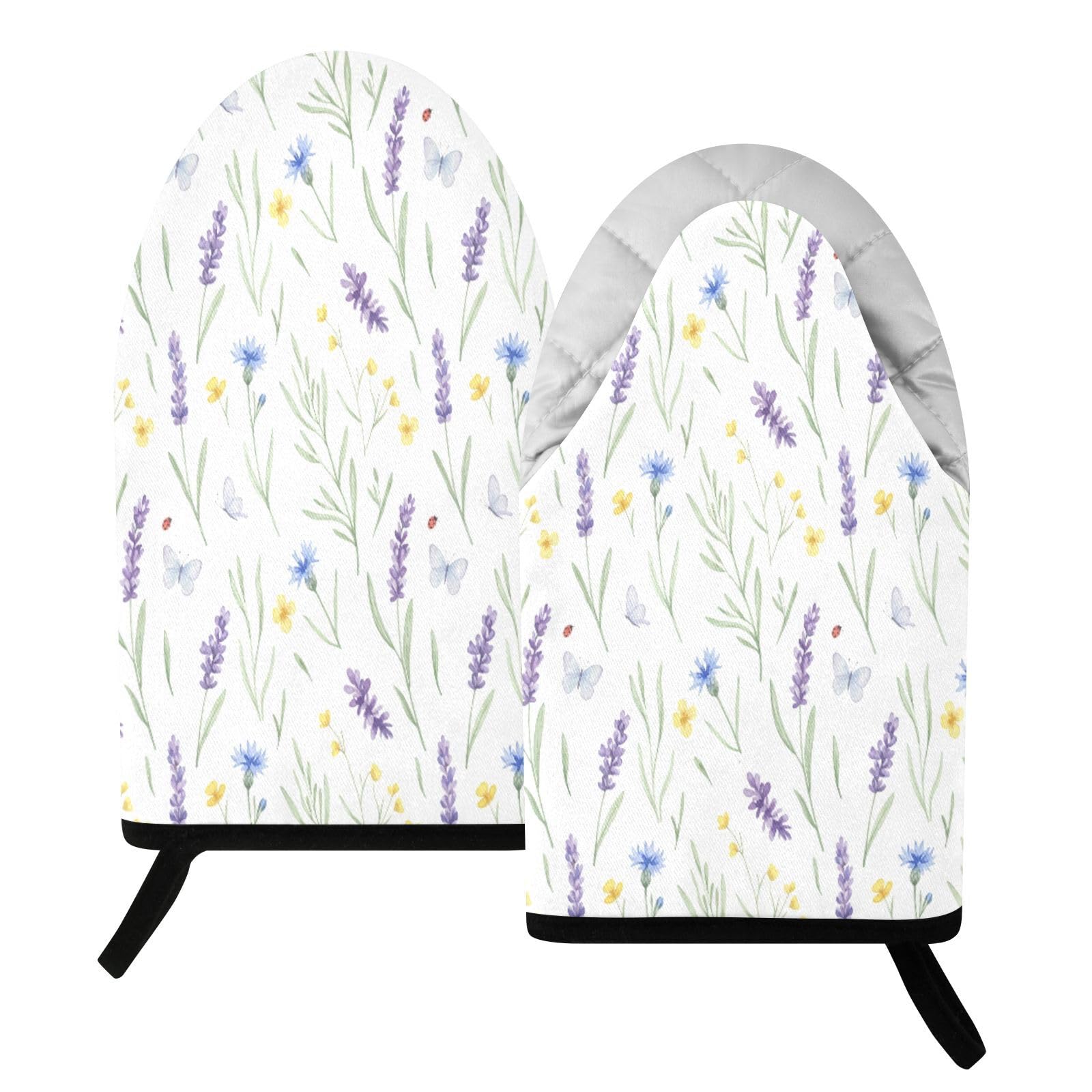 BURSTDDY Lavender Oven Mitt,Heat Resistant Kitchen Mitts for Cooking
