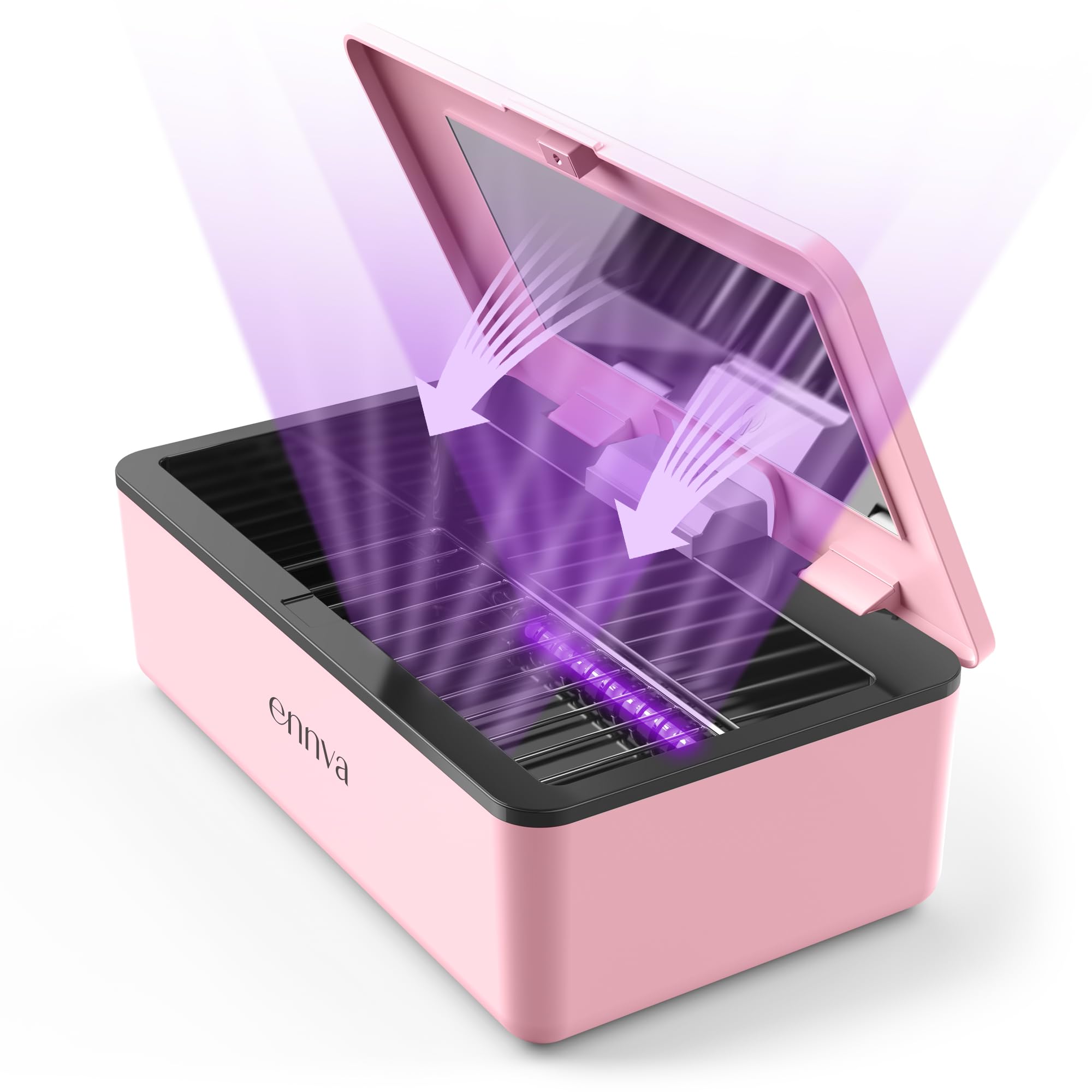 ENNVA UV Light - Large UV-C Light Box - Powerful 360° Ultraviolet Box - Portable UV Cleaner for Cell Phone, Keys, Glasses, Earphone - Pink