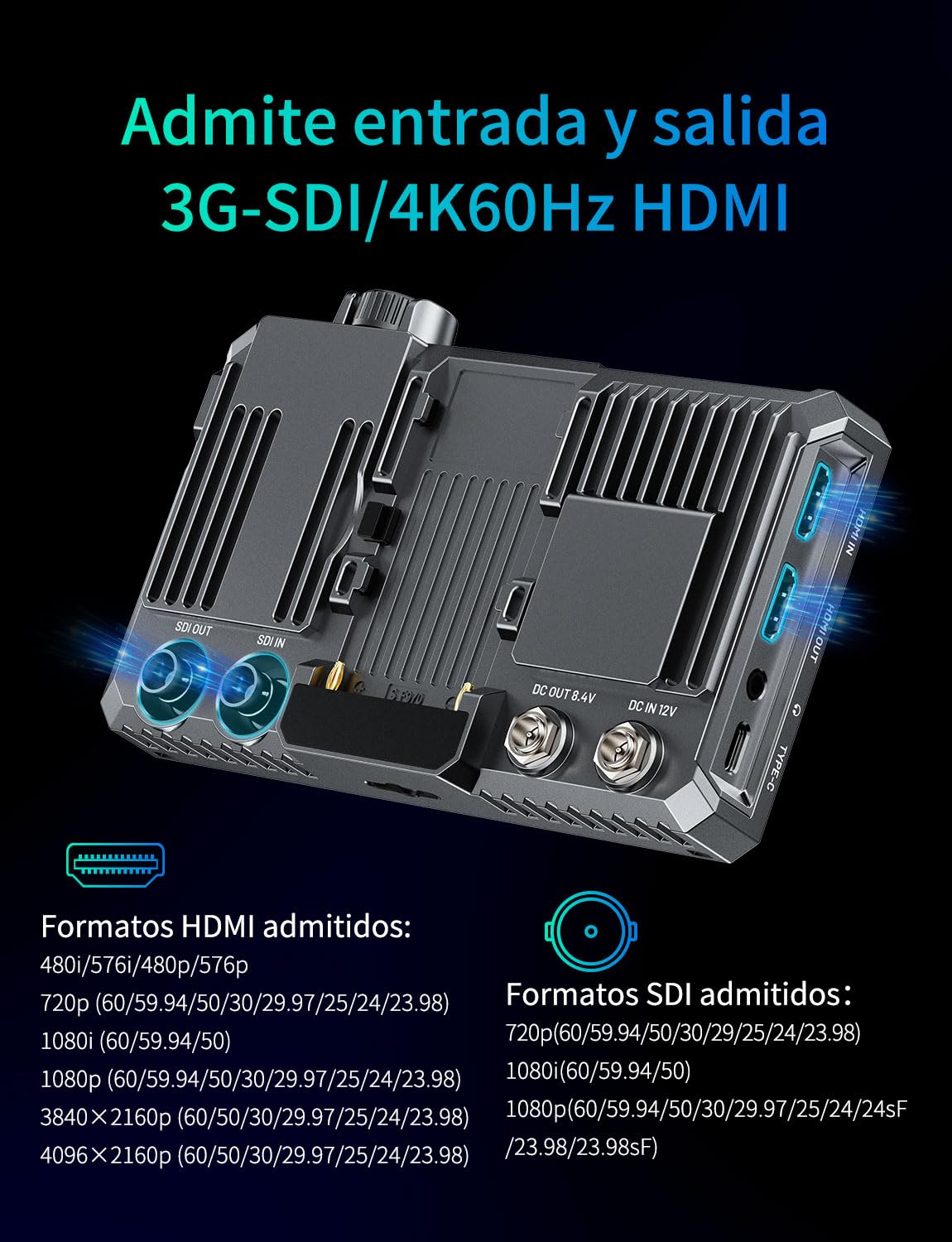 FEELWORLD SC6 Monitor de Campo 6 Pulgadas 1500nit 3G-SDI FHD Pantalla Táctil Aluminio c/Batería NP-F750, Ent/Sal 4K HDMI 60Hz, 3D LUT, HDR, Perilla Multifunción – para Cineastas y Rodajes Exteriores