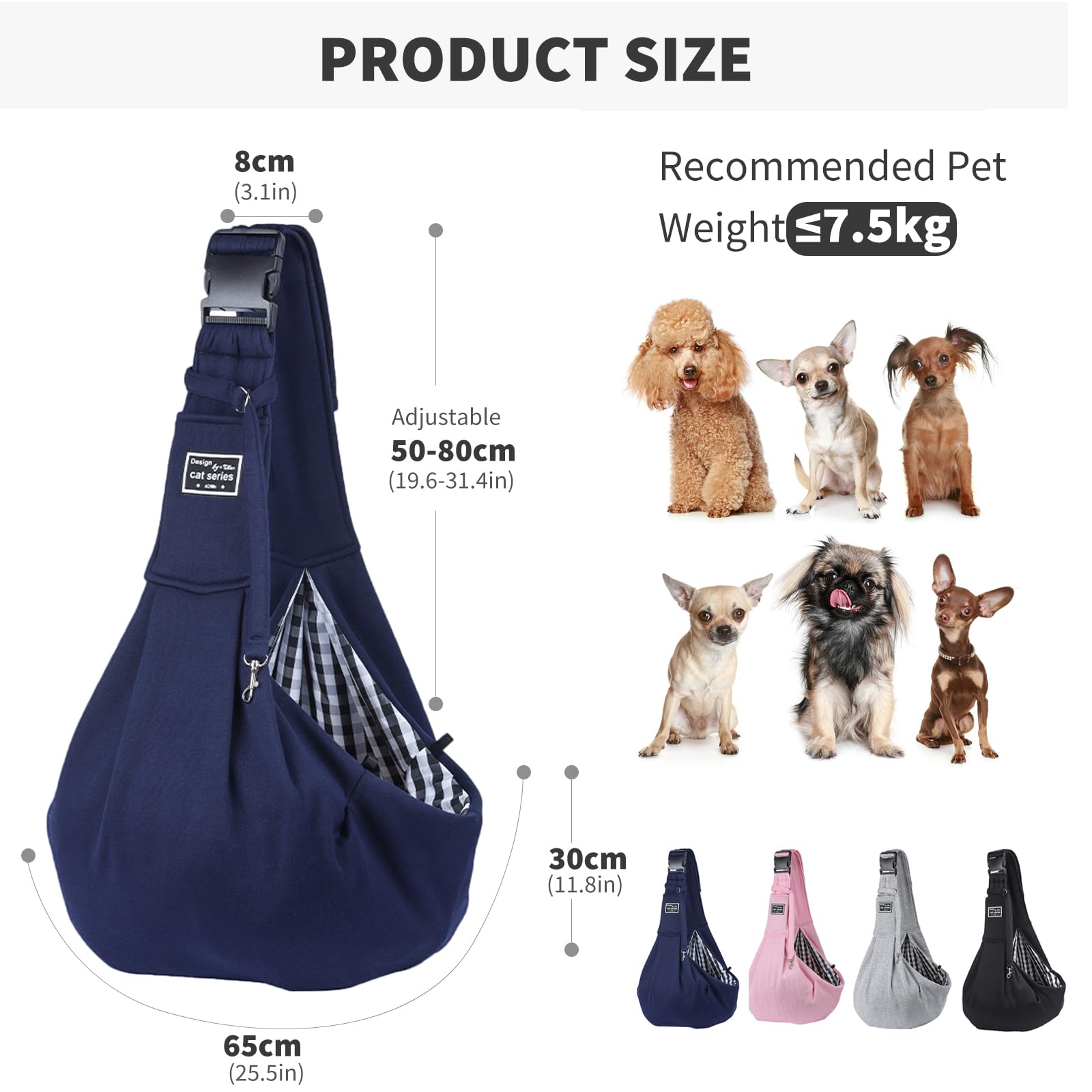 Borsa Trasporto Per Cani E Gatti PETCUTE - Impermeabile, Fino A 10 Kg | Marsupio Per Animali Piccoli, Tracolla Regolabile, Tappetino Rimovibile